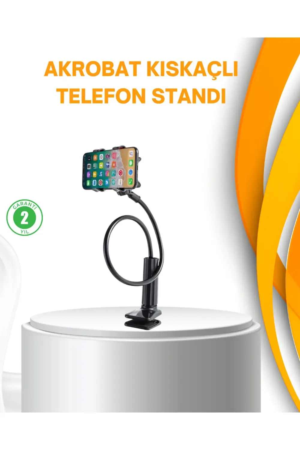 Esnek Gövdeli Mandallı Masaüstü Telefon Tutucu