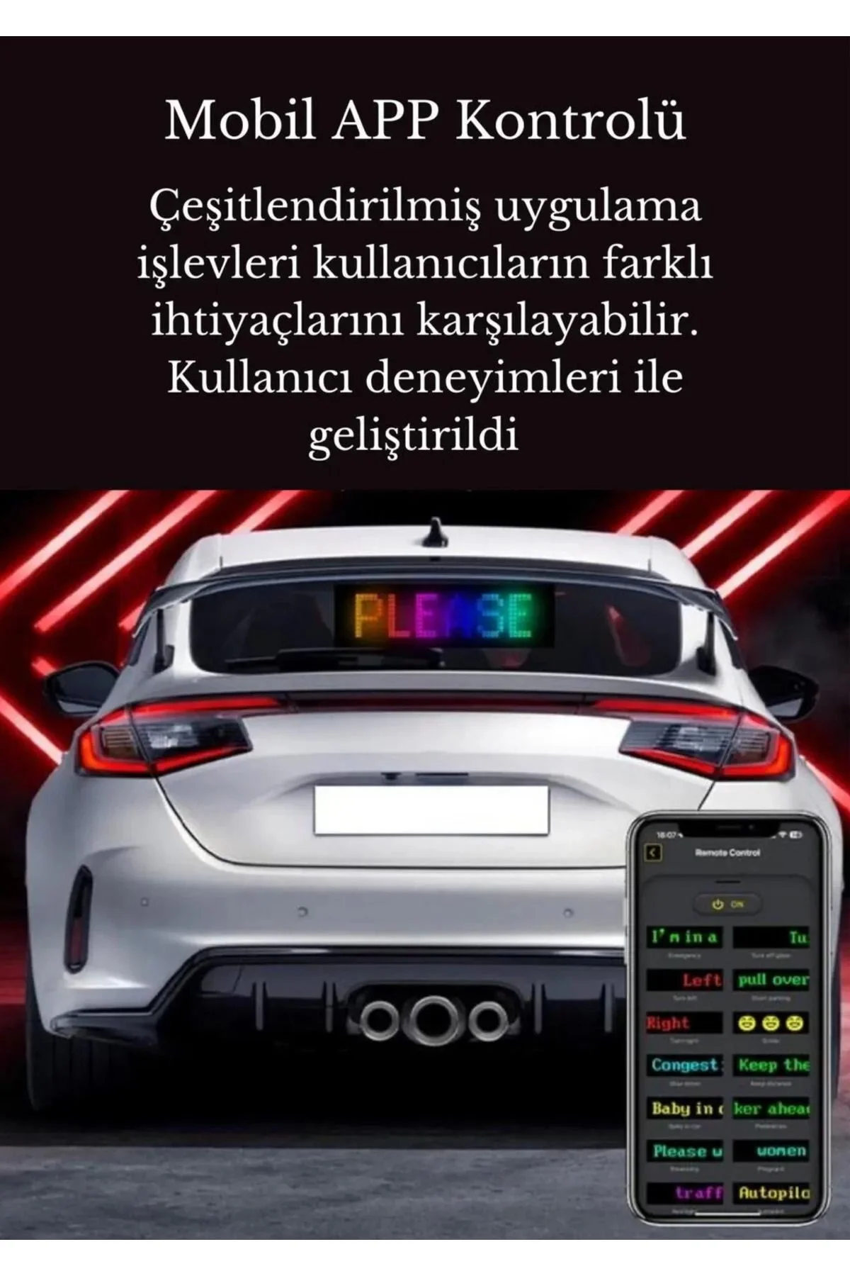 Esnek Katlanabilir Panel Led Cama Yapışır Uygulama İle Kontrol Dijital Tabela Kayar 60cm 16X96 LED Fiyatı, Yorumları ve Özellikleri