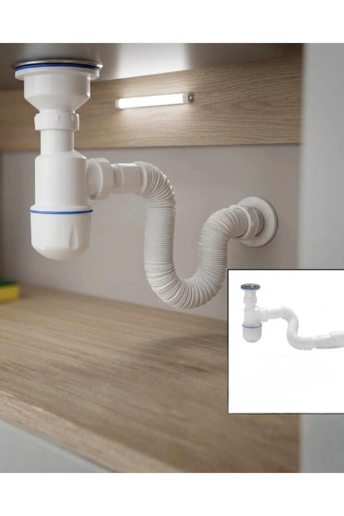 Esnek Lavabo Sifonu Gider Borusu Koku Önleyici Sızdırmaz Bağlantılı Pratik Montaj Esnek Lavabo Sifonu Gider Borusu Koku Önleyici Sızdırmaz Bağlantılı Pratik Montaj