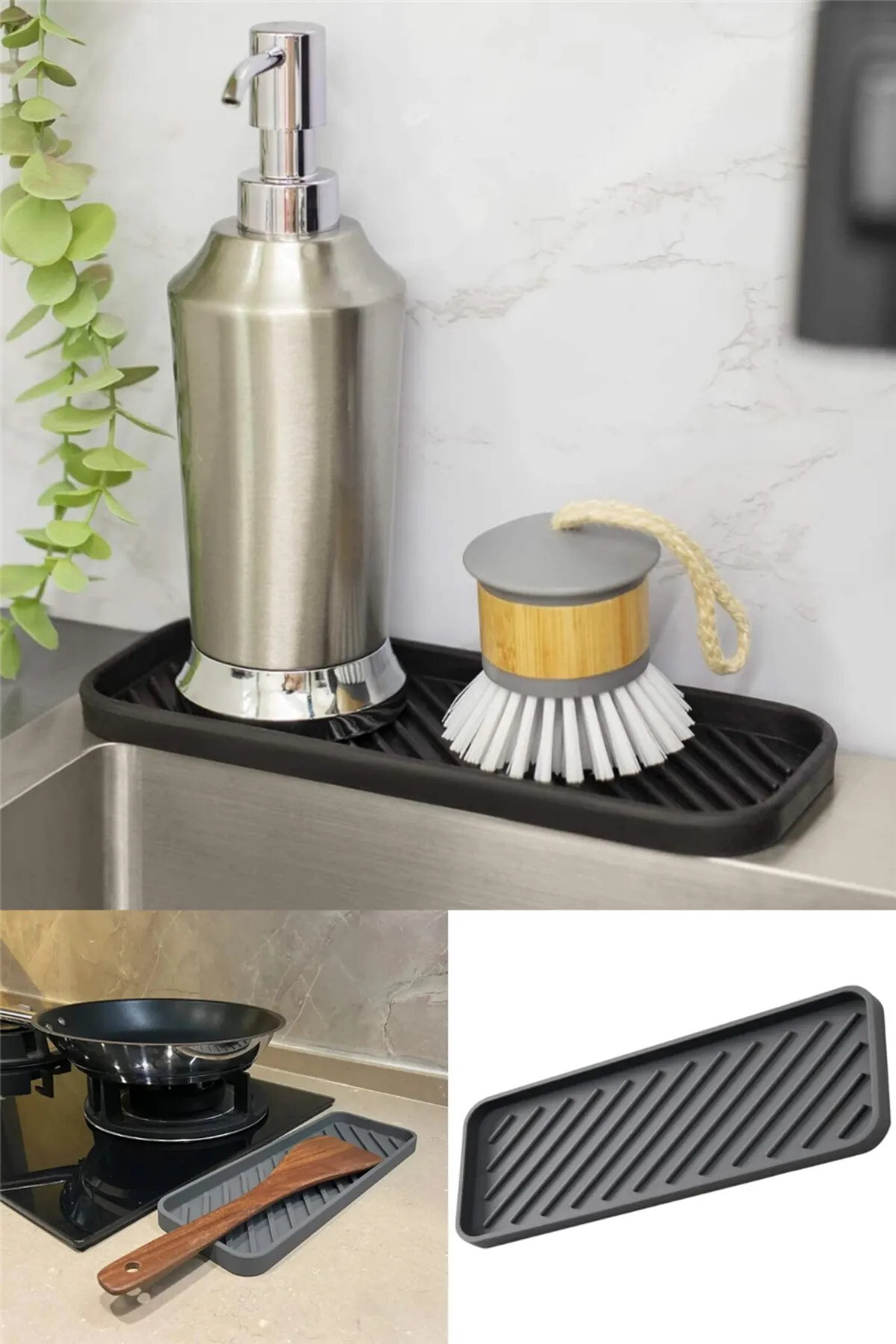 Esnek Silikon Yağdanlık Altlığı Hijyenik Çok Amaçlı Organizer Sab