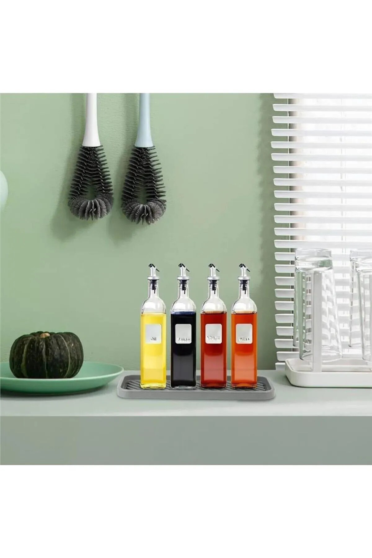 Esnek Silikon Yağdanlık Altlığı Hijyenik Çok Amaçlı Organizer Sab