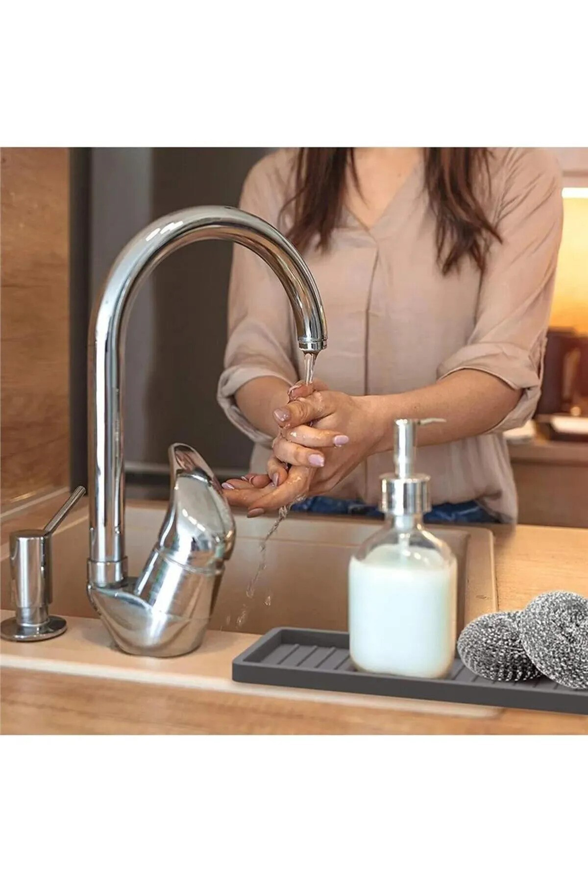 Esnek Silikon Yağdanlık Altlığı Hijyenik Çok Amaçlı Organizer Sab