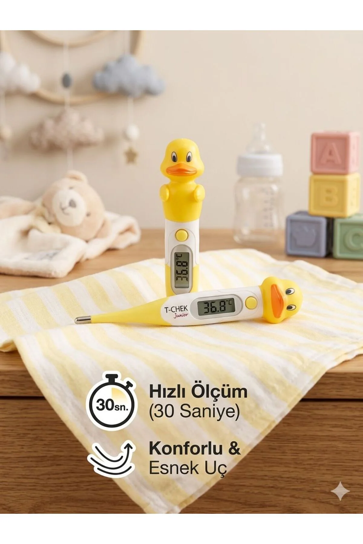 ESNEK UÇLU HAYVAN FİGÜRLÜ KOLTUK ALTI ATEŞ ÖLÇER