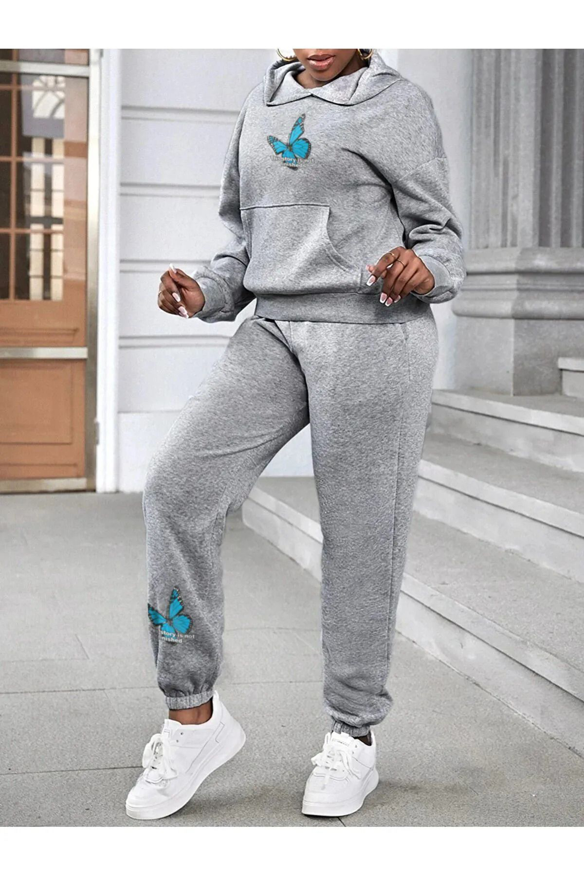 Eşofman Takımı Sweatshirt Jogger - Baskılı Oversize 3 Iplık Şardo