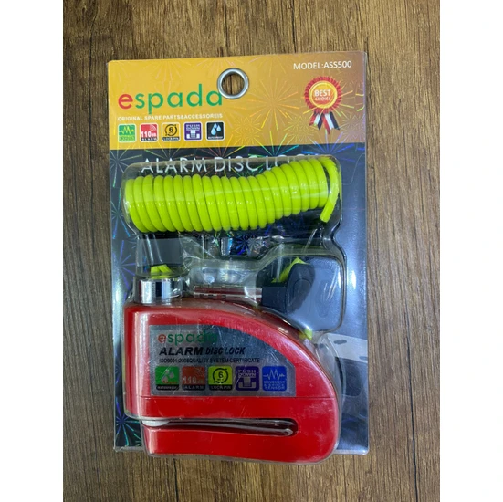 Espada Alarmlı Disk Kilidi Kırmızı Renk Espada Alarmlı Disk Kilidi Kırmızı Renk