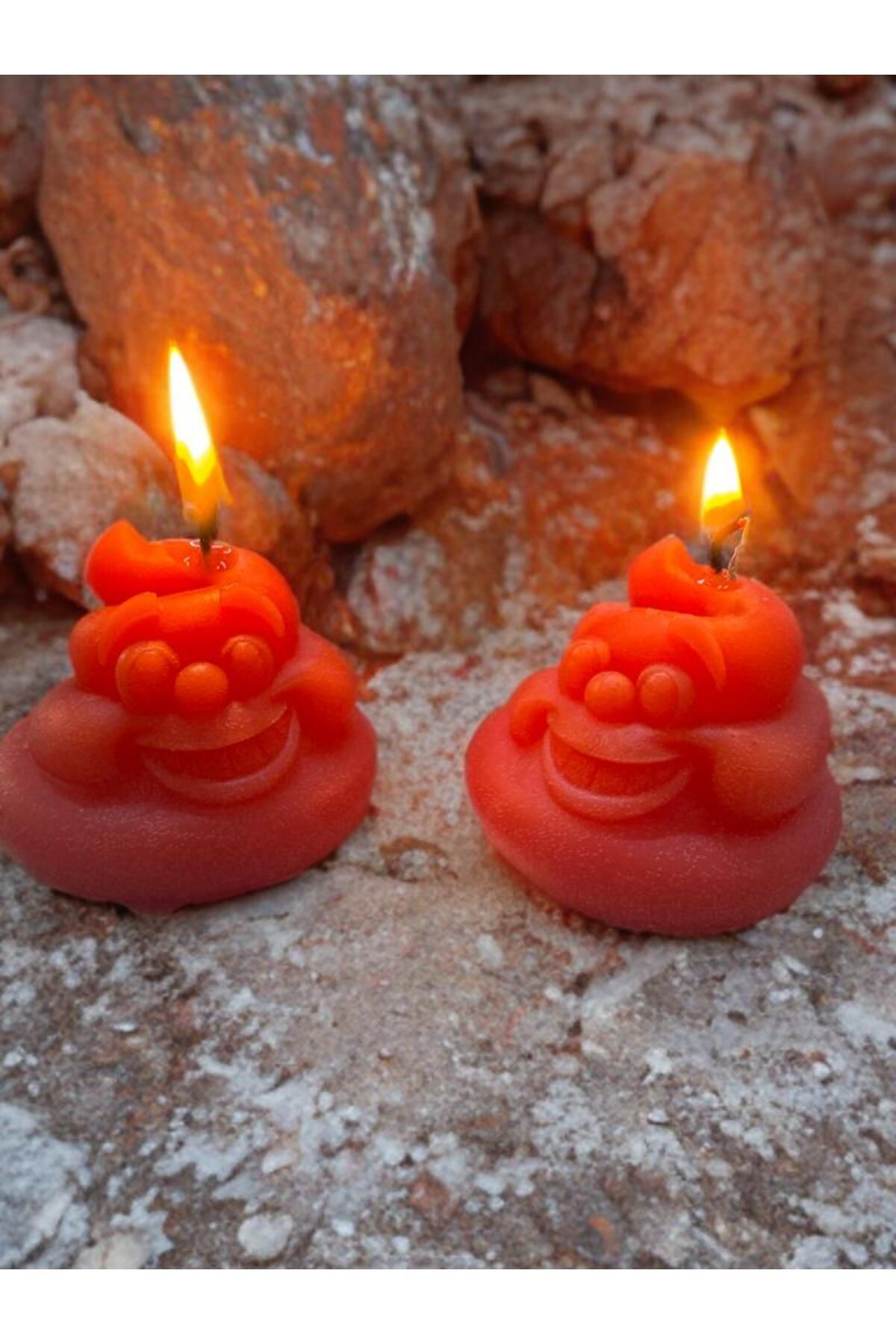 Aresmumatölyesi  Esprili 2 Adet Çiçek Kokulu Gülen Bok Şeklinde Mum