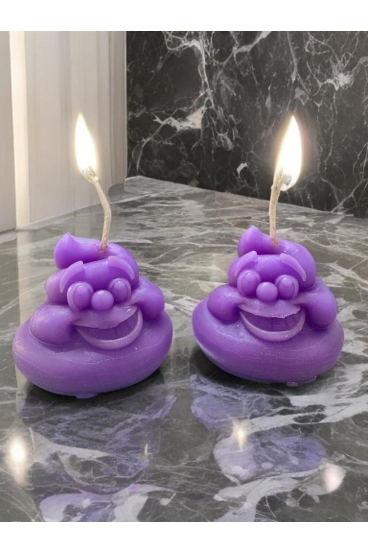 Aresmumatölyesi  Esprili 4 Adet Çiçek Kokulu Gülen Bok Şeklinde Mum