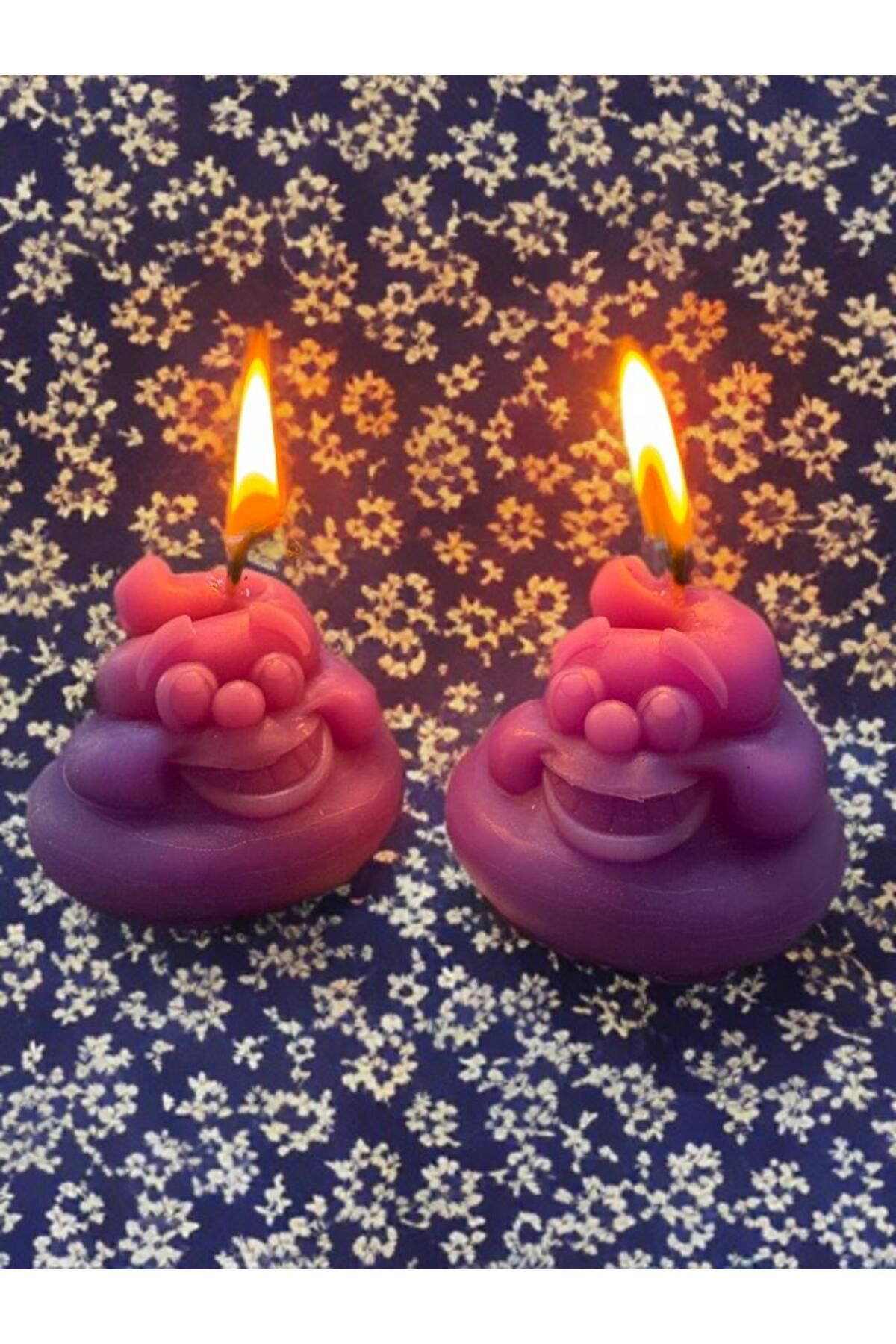 Aresmumatölyesi  Esprili 4 Adet Çiçek Kokulu Gülen Bok Şeklinde Mum