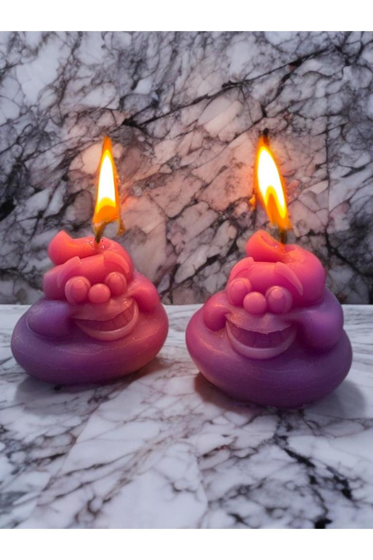 Aresmumatölyesi  Esprili 4 Adet Çiçek Kokulu Gülen Bok Şeklinde Mum