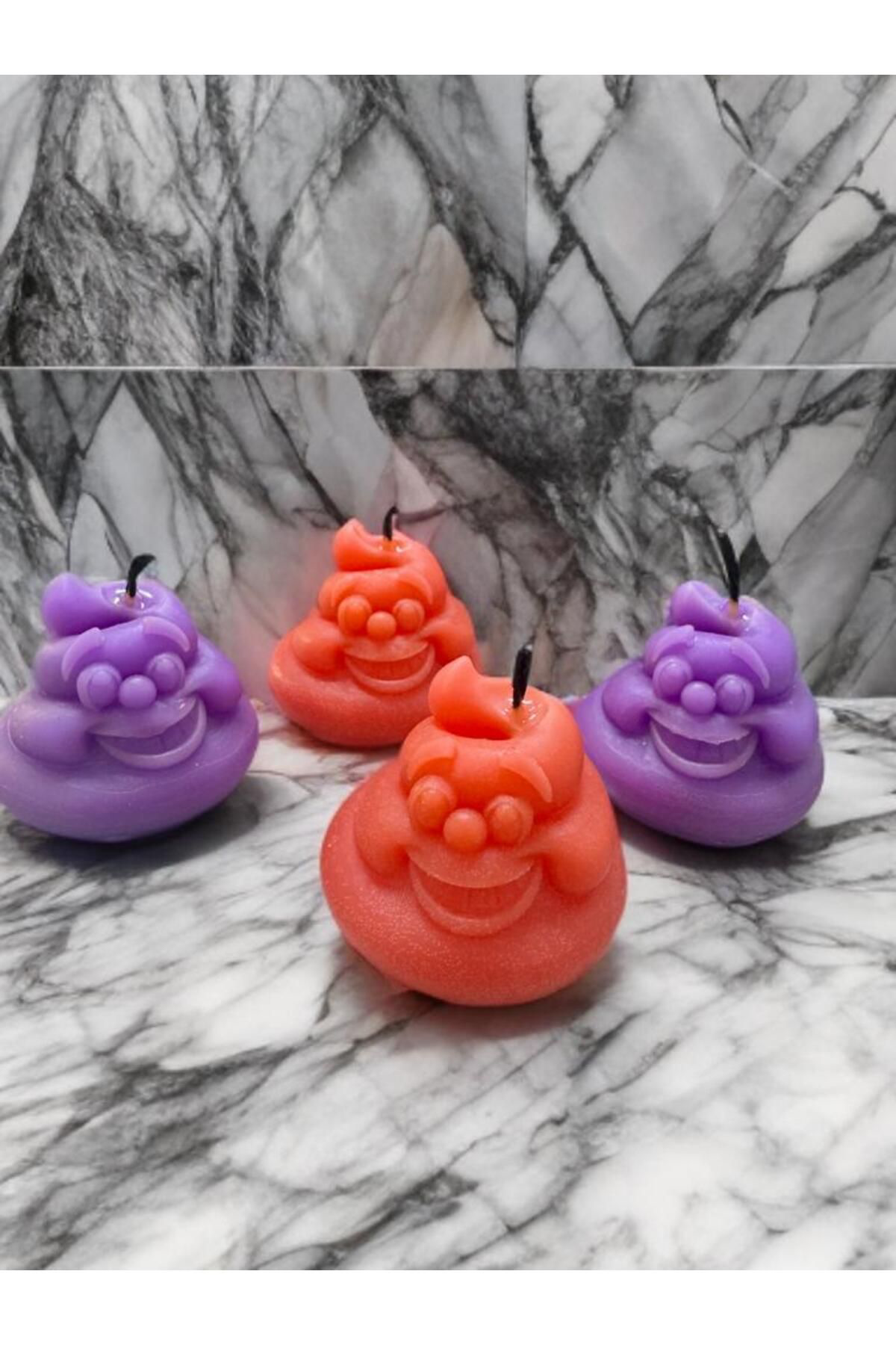 Aresmumatölyesi  Esprili 4 Adet Çiçek Kokulu Gülen Bok Şeklinde Mum