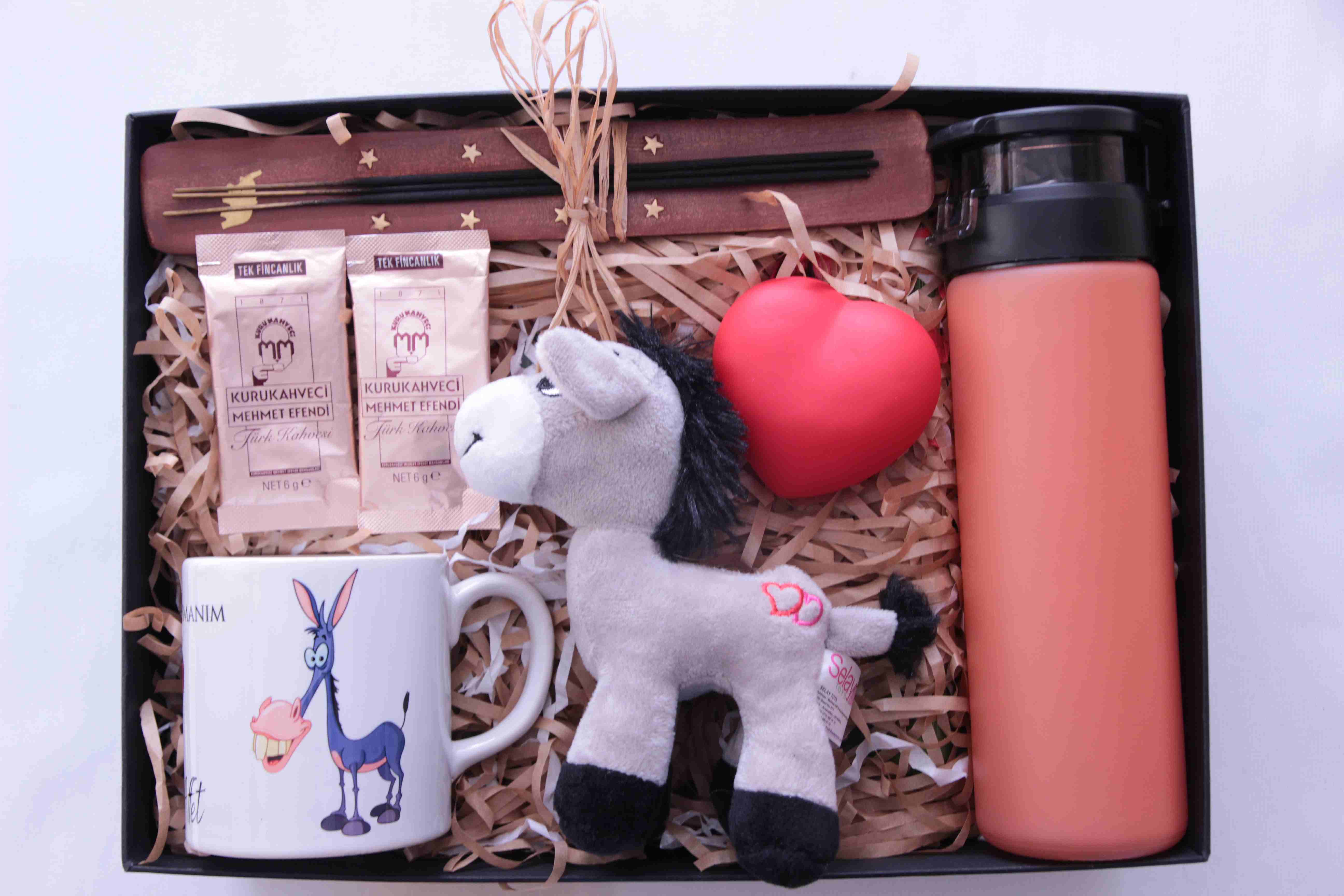 Home Eşşeklik Ettim Hediye Kupa Termos Peluş Eşşek İşıklı Kalp Tütsülük Seti