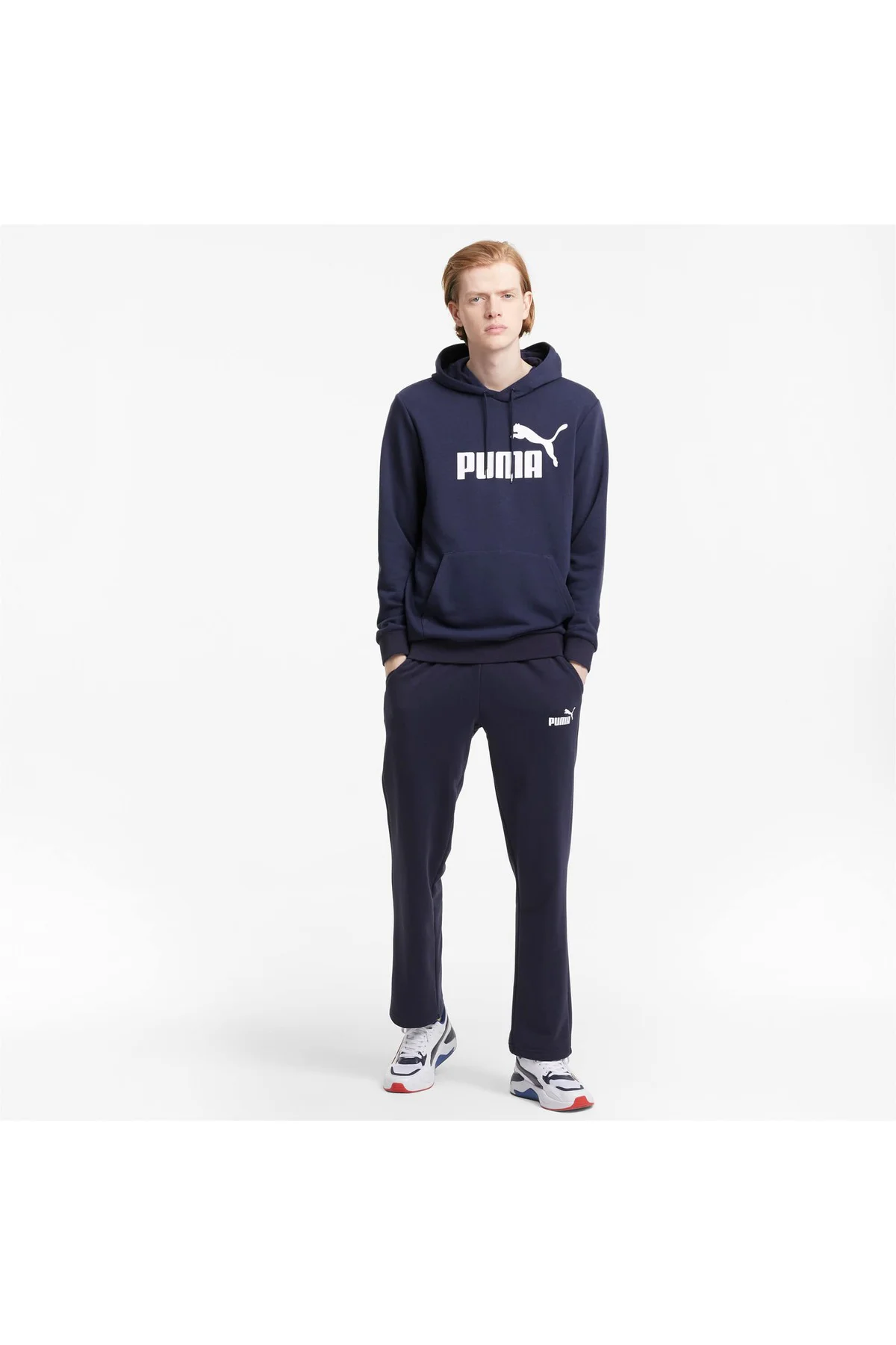 Essential Big Logo Erkek Lacivert Kapüşonlu Sweatshirt