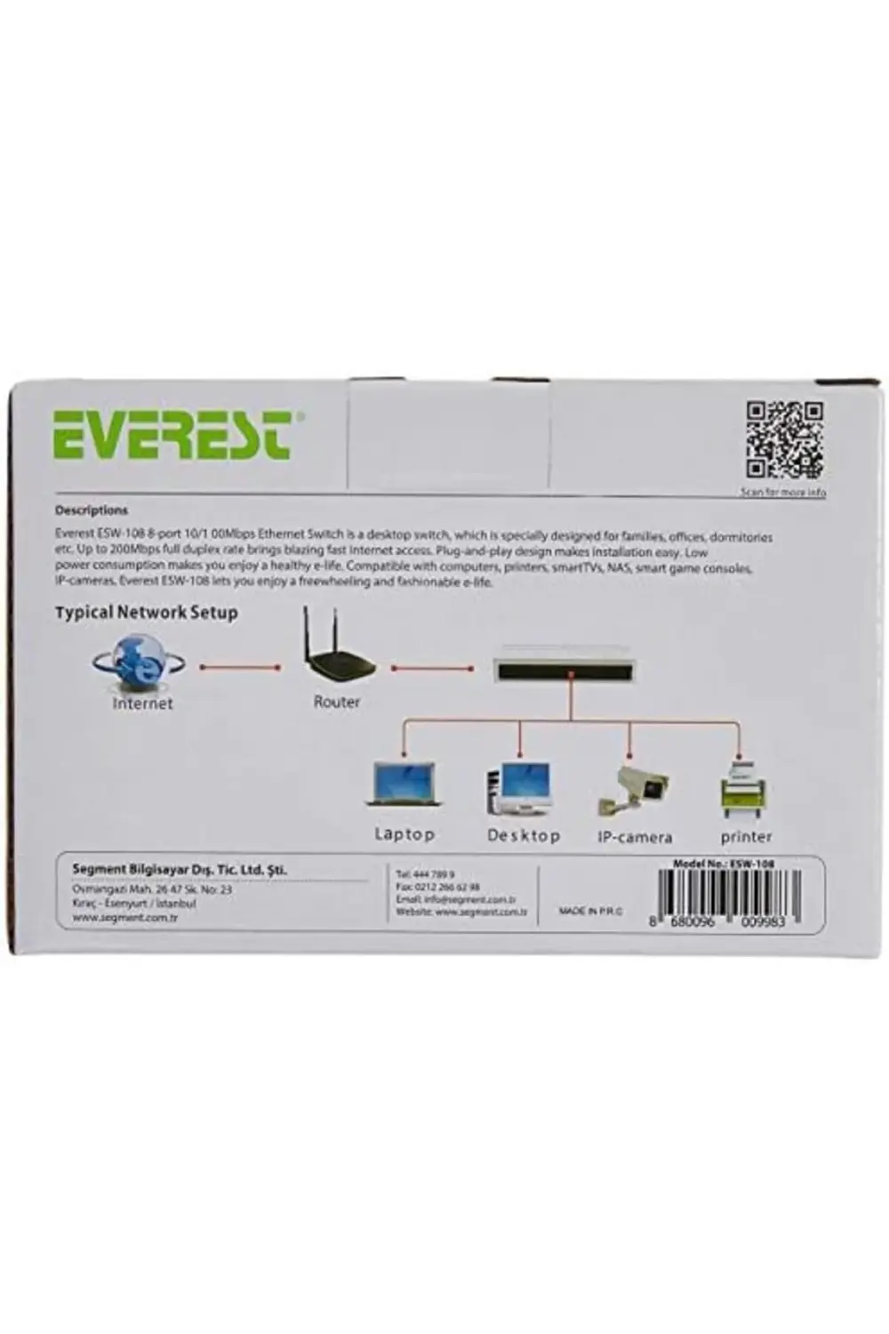 ESW-108 8 Port 10/100Mbps Ethernet Switch Hub 395519