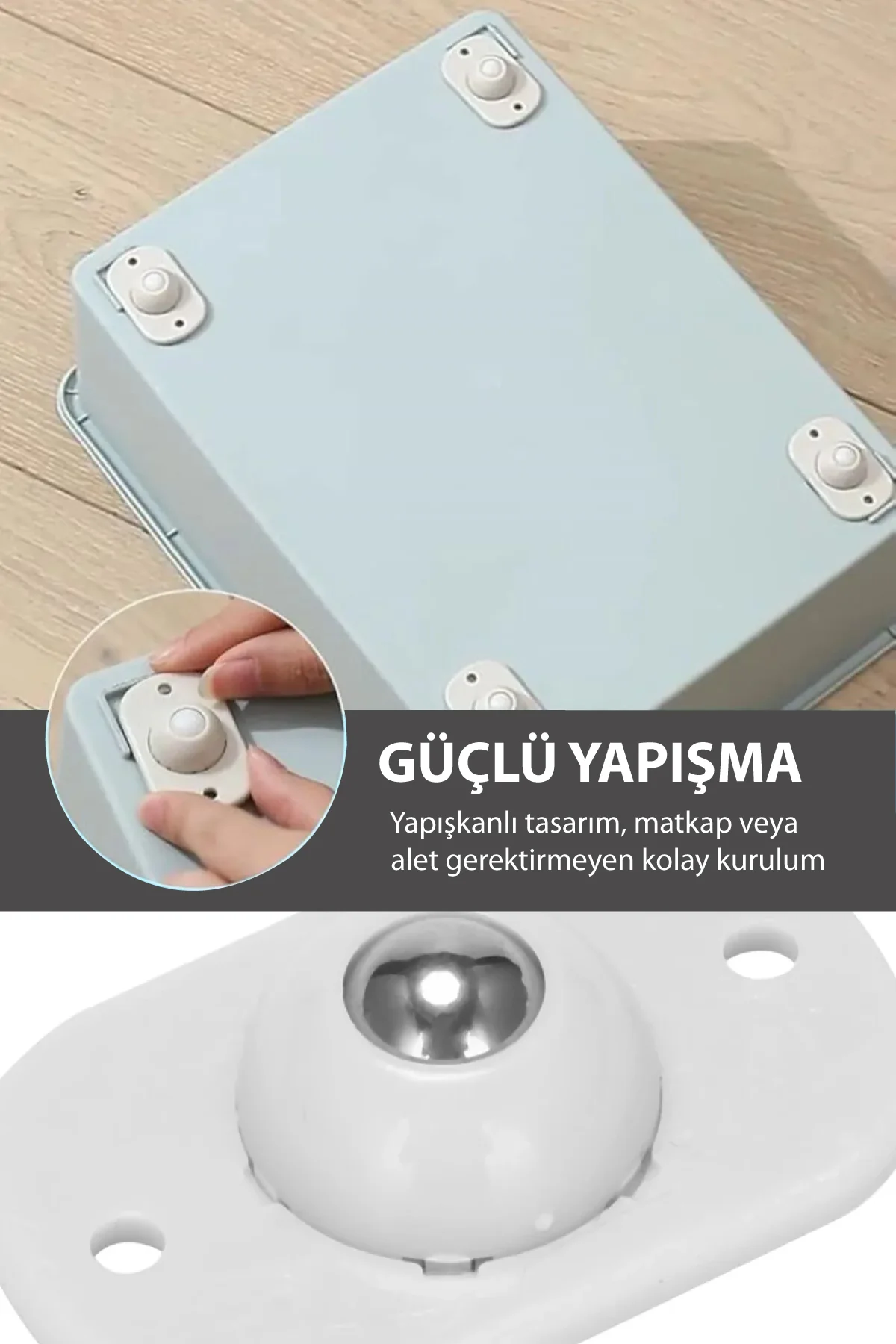 Eşya Taşıma ve Kaydırma Bilyesi – 4’lü Yapışkanlı Döner Tekerlek 