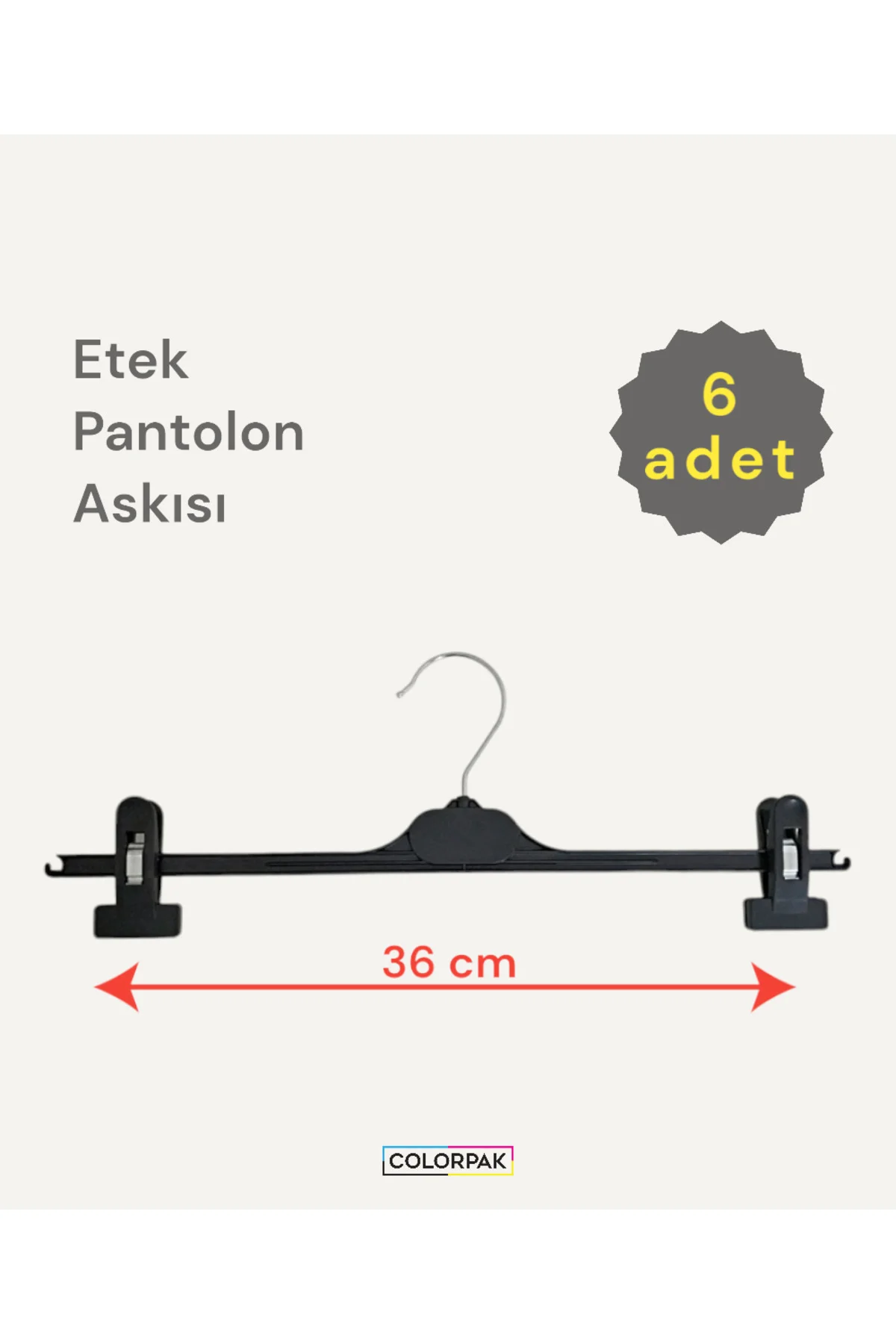 Etek Pantolon Askısı (6 ADET) Elbise Askısı (MANDALLI ASKI) Siyah