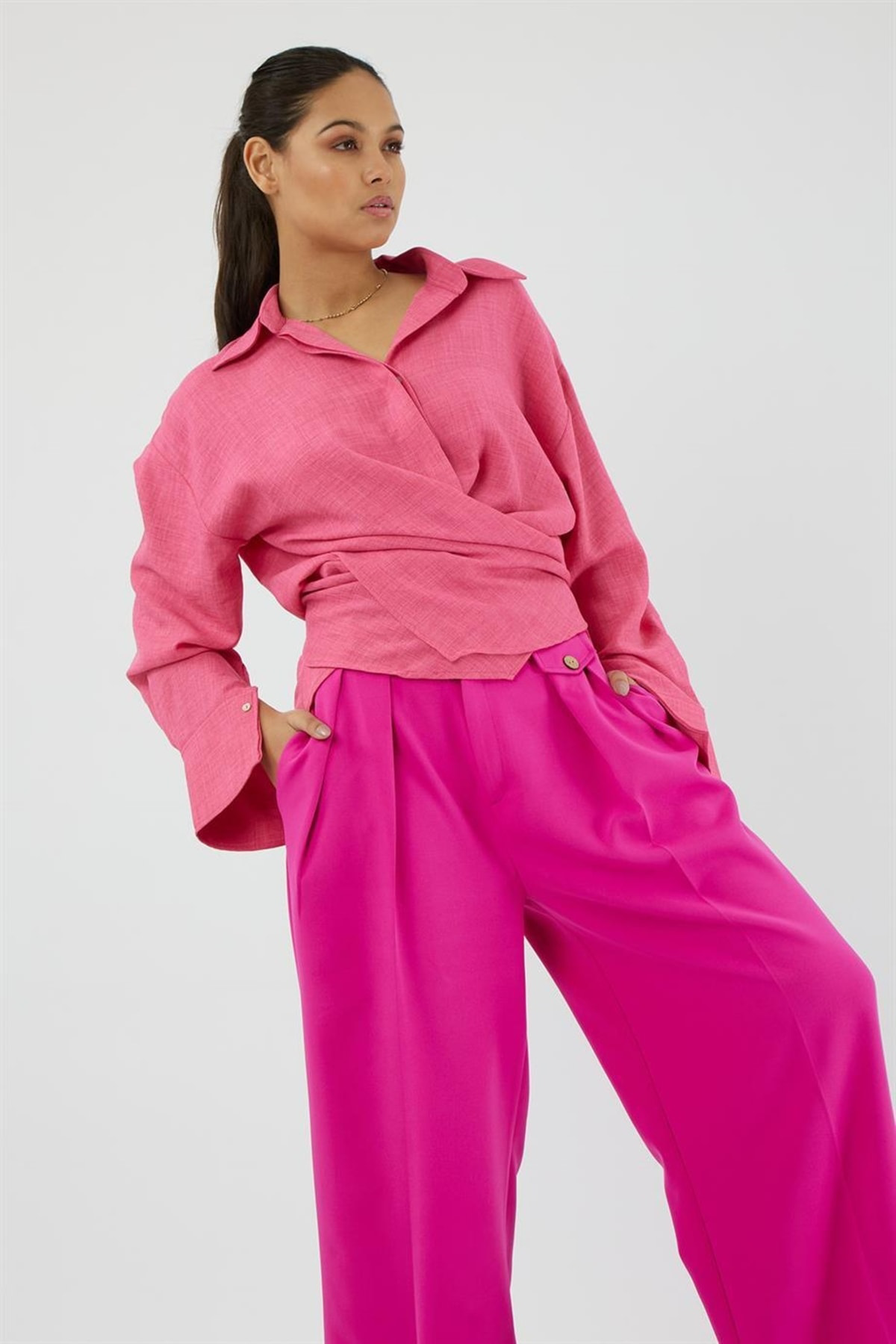 Dreamlike Etek Ucu Biyeli Belden Bağlanan Anvelop Uzun Kol Gizli Pat İlik D