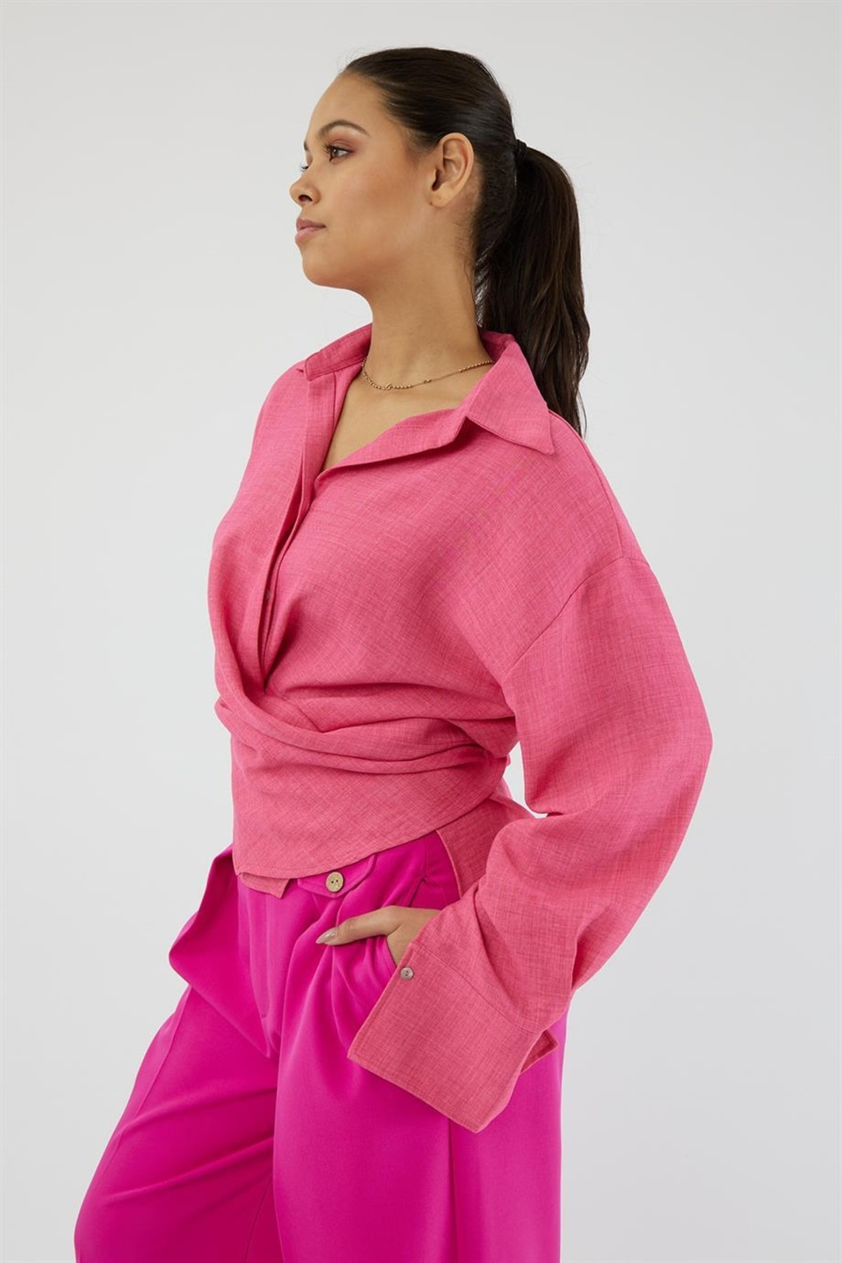 Dreamlike Etek Ucu Biyeli Belden Bağlanan Anvelop Uzun Kol Gizli Pat İlik D