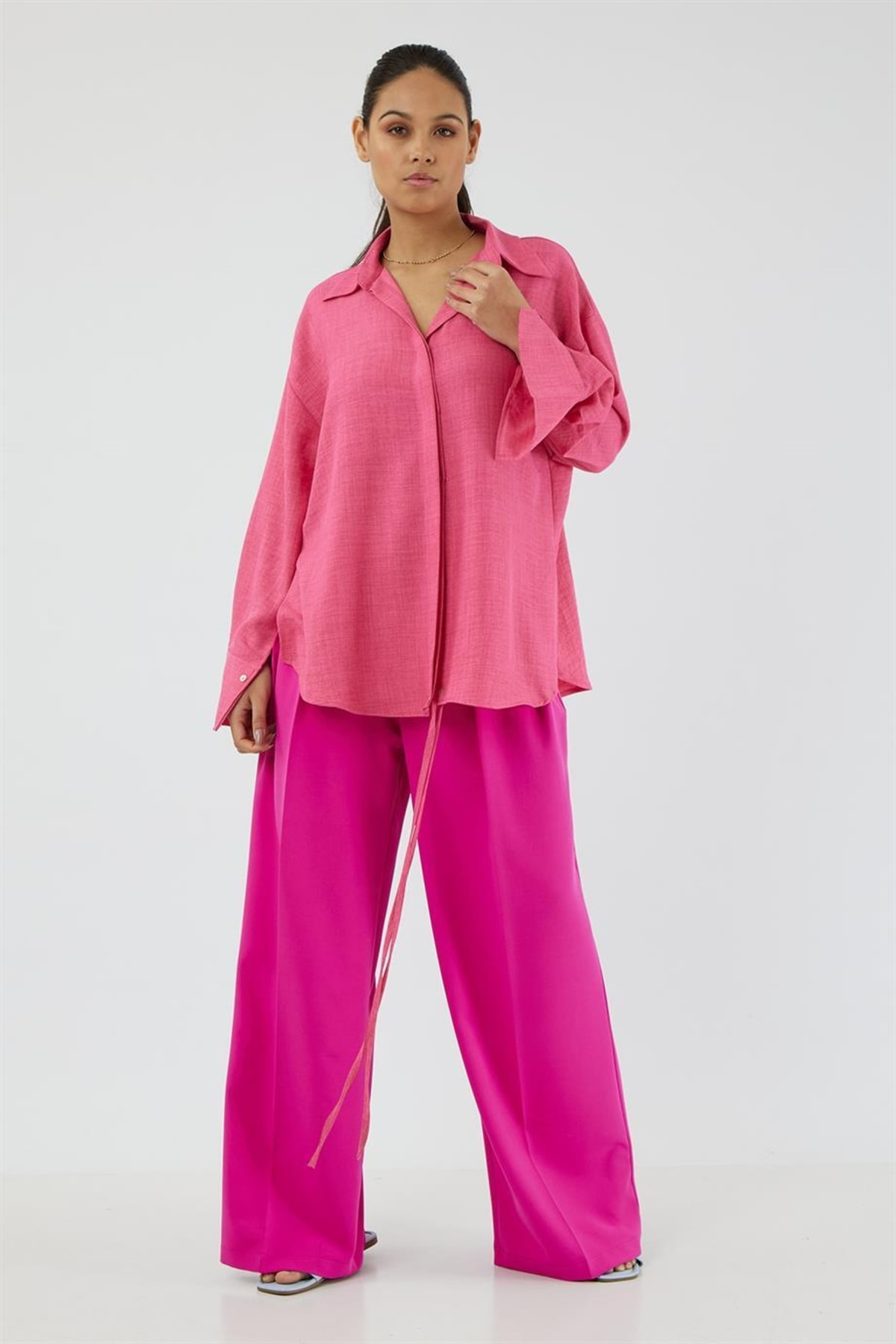 Dreamlike Etek Ucu Biyeli Belden Bağlanan Anvelop Uzun Kol Gizli Pat İlik D