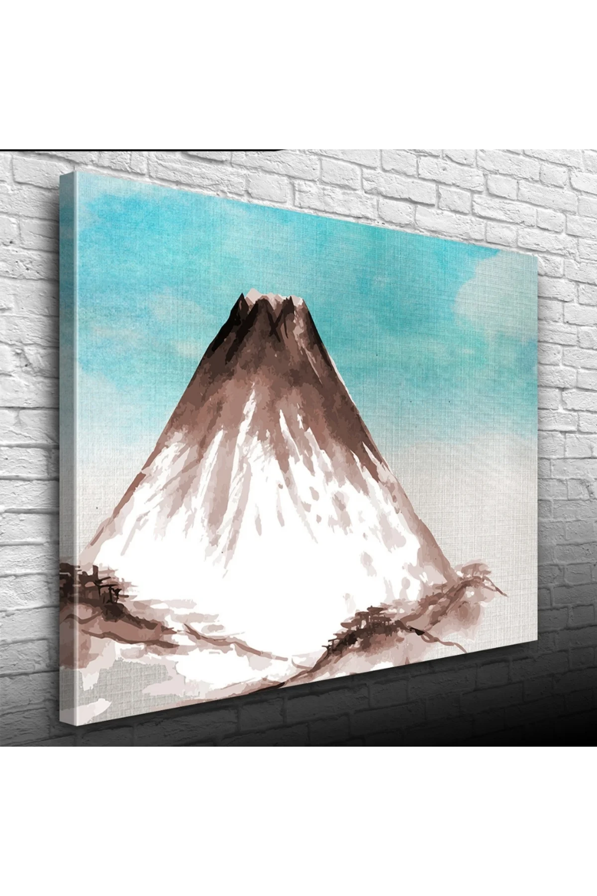 Etekleri Karlı Yanardağ Yağlıboya Kanvas Tablo 50 x 70