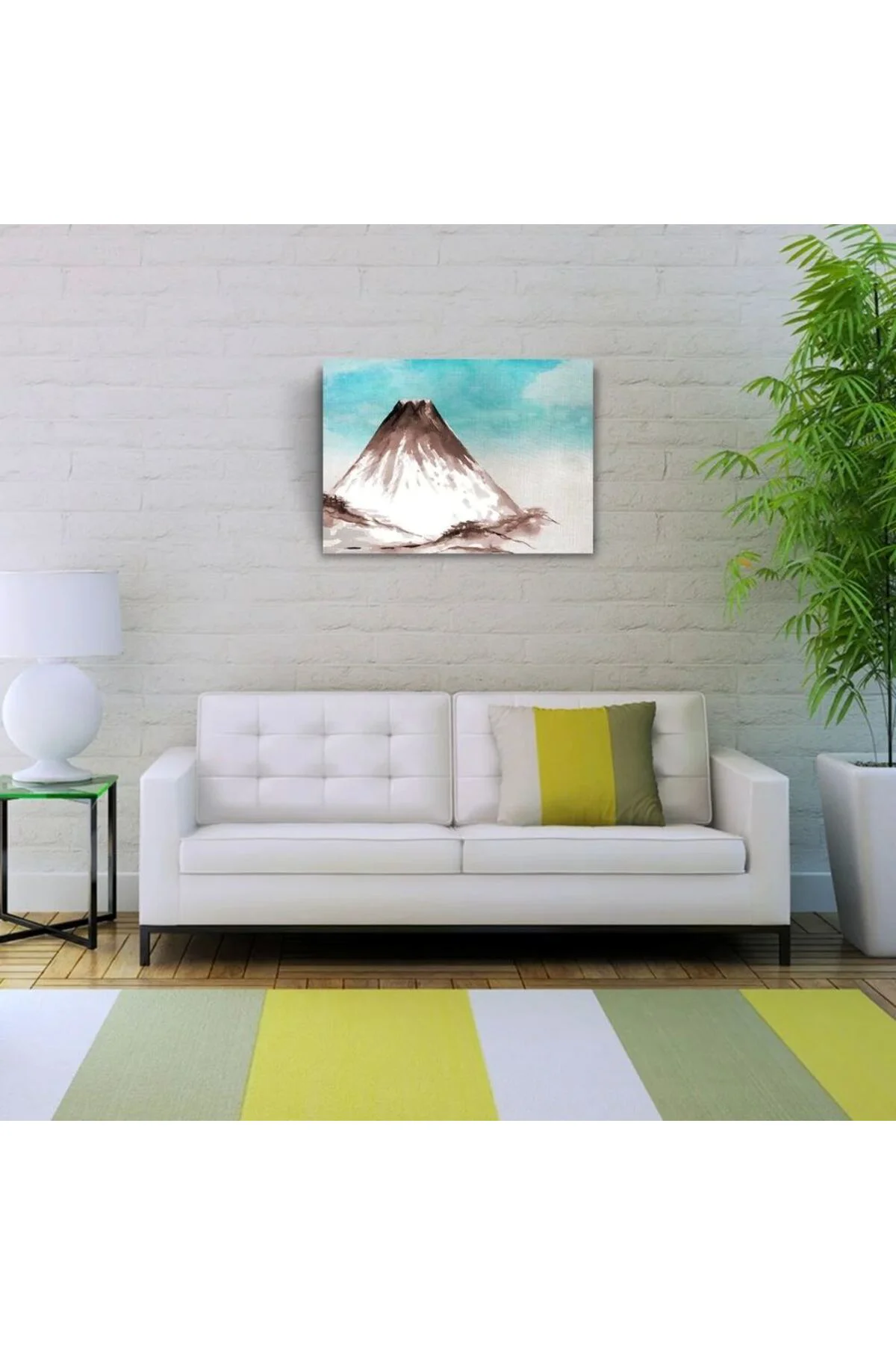Etekleri Karlı Yanardağ Yağlıboya Kanvas Tablo 50 x 70