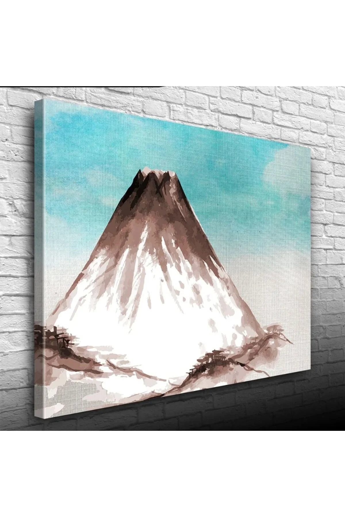 Etekleri Karlı Yanardağ Yağlıboya Kanvas Tablo 50 x 70
