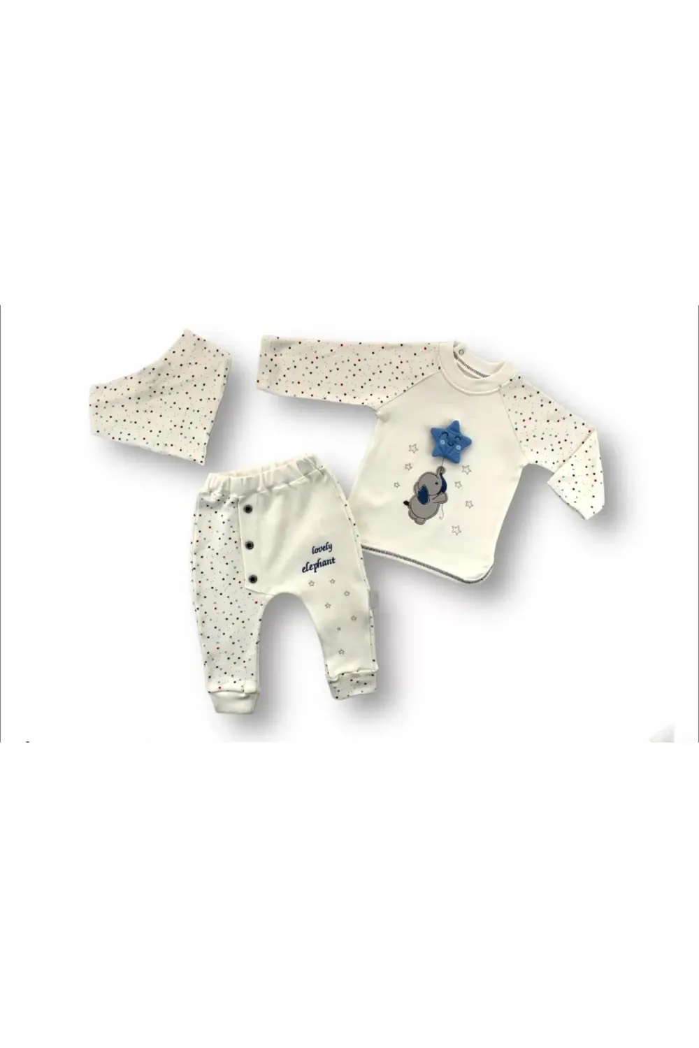 Eterella Kutup Yıldızı Nakışlı Bandajlı Uzun Kollu Sweat 3lü Erke