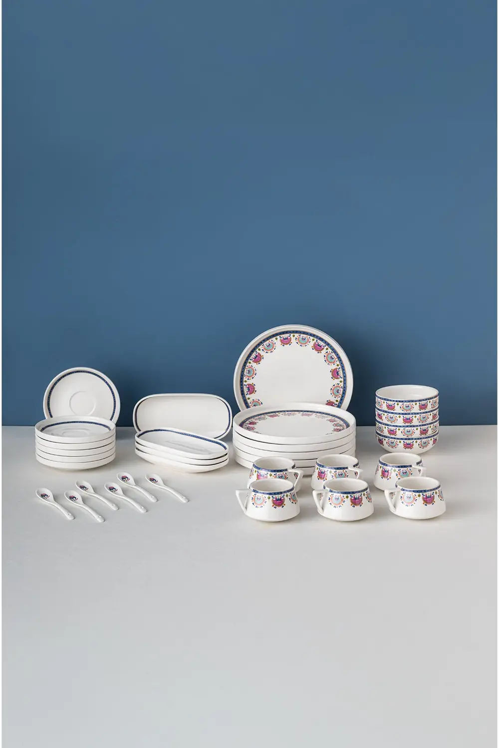 Ethnic Pink Porselen 32 Parça 6 Kişilik Kahvaltı / Servis Takımı