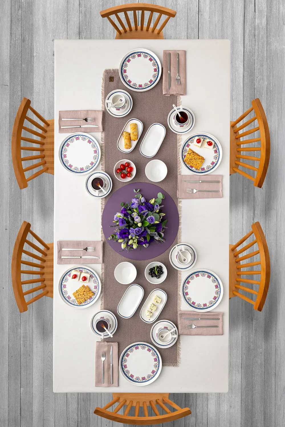 Ethnic Pink Porselen 32 Parça 6 Kişilik Kahvaltı / Servis Takımı