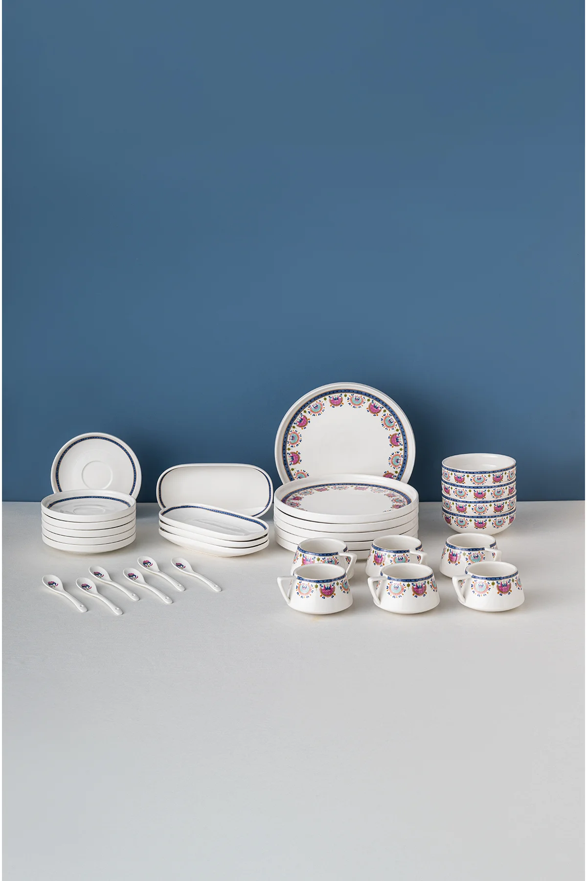 Ethnic Pink Porselen 32 Parça 6 Kişilik Kahvaltı / Servis Takımı