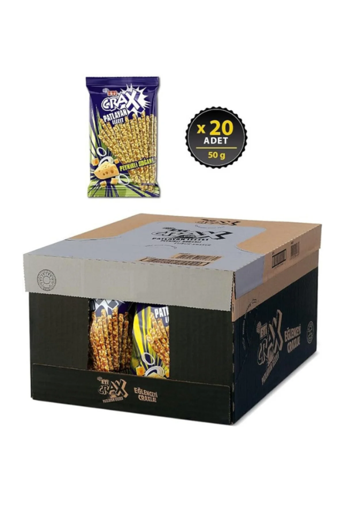 ETİCrax Patlayan Lezzet Peynirli Soğanlı Çubuk Kraker 50 g x 20 A