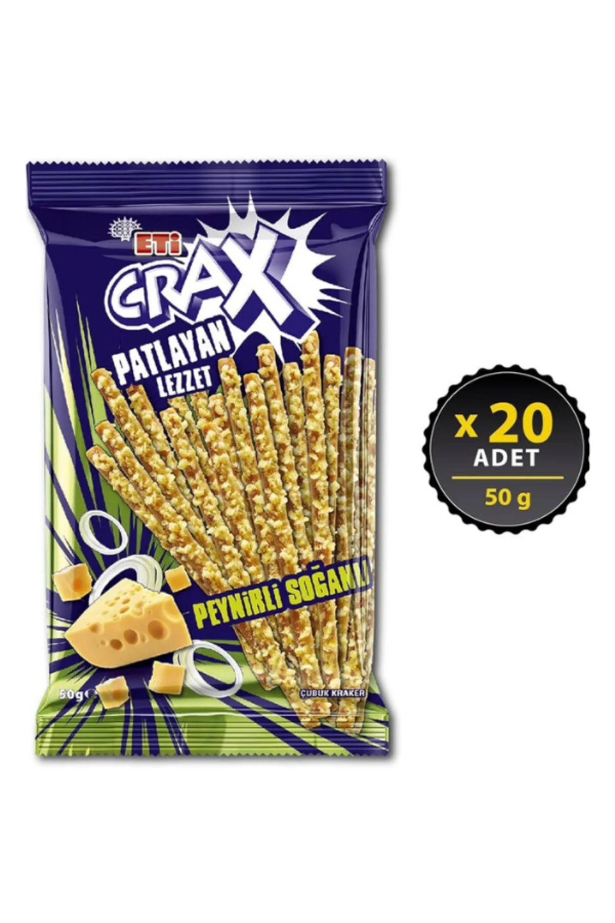 ETİCrax Patlayan Lezzet Peynirli Soğanlı Çubuk Kraker 50 g x 20 A