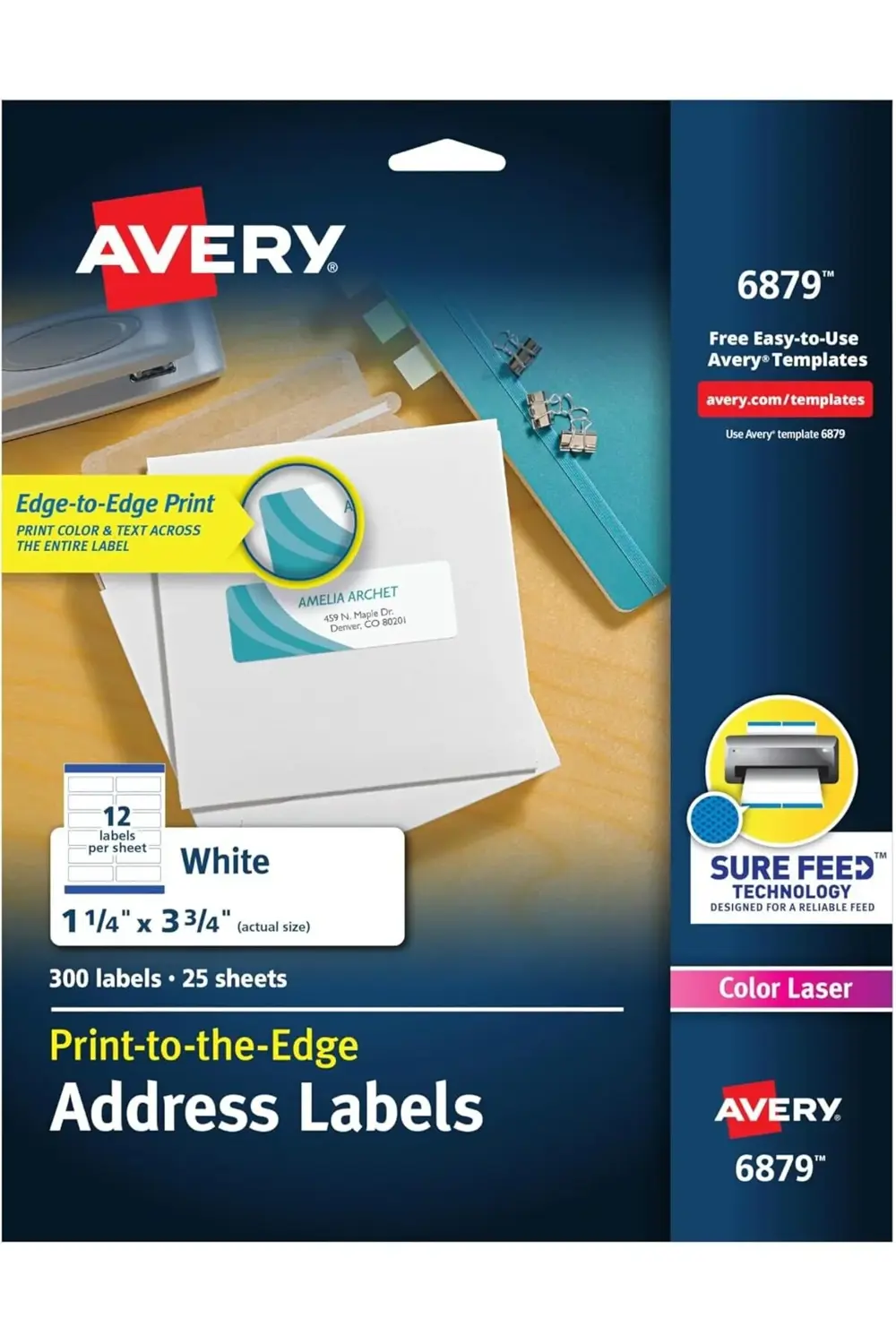 Etiketler, Mat, Posta, 3-3/4 x 1-1/4, Paket başına 300 (6879), Be