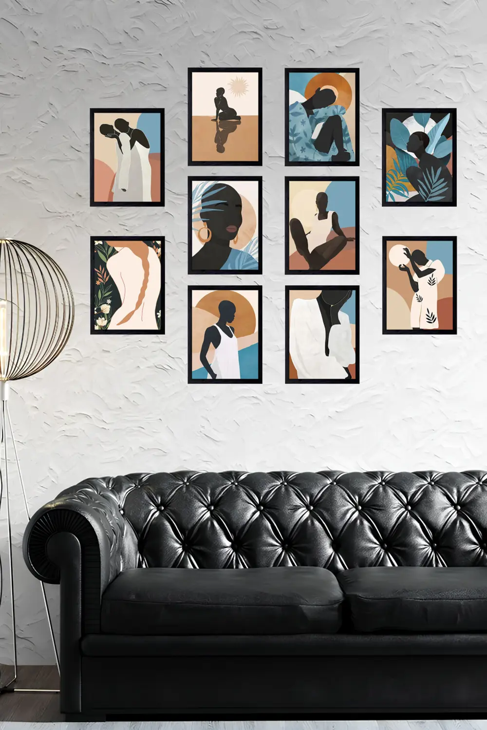 Etkileyici Duvar Dekoru 10' Parça Çerçeve Görünümlü Modern MDF Ta