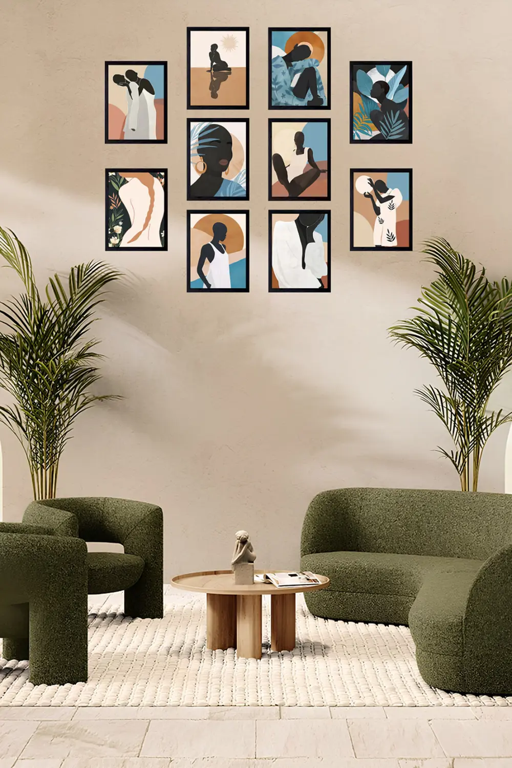 Etkileyici Duvar Dekoru 10' Parça Çerçeve Görünümlü Modern MDF Ta