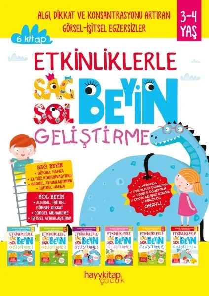 Etkinliklerle Sağ Beyin Sol Beyin Geliştirme (3-4 Yaş), 6’lı Set Fiyatı, Yorumları ve Özellikleri