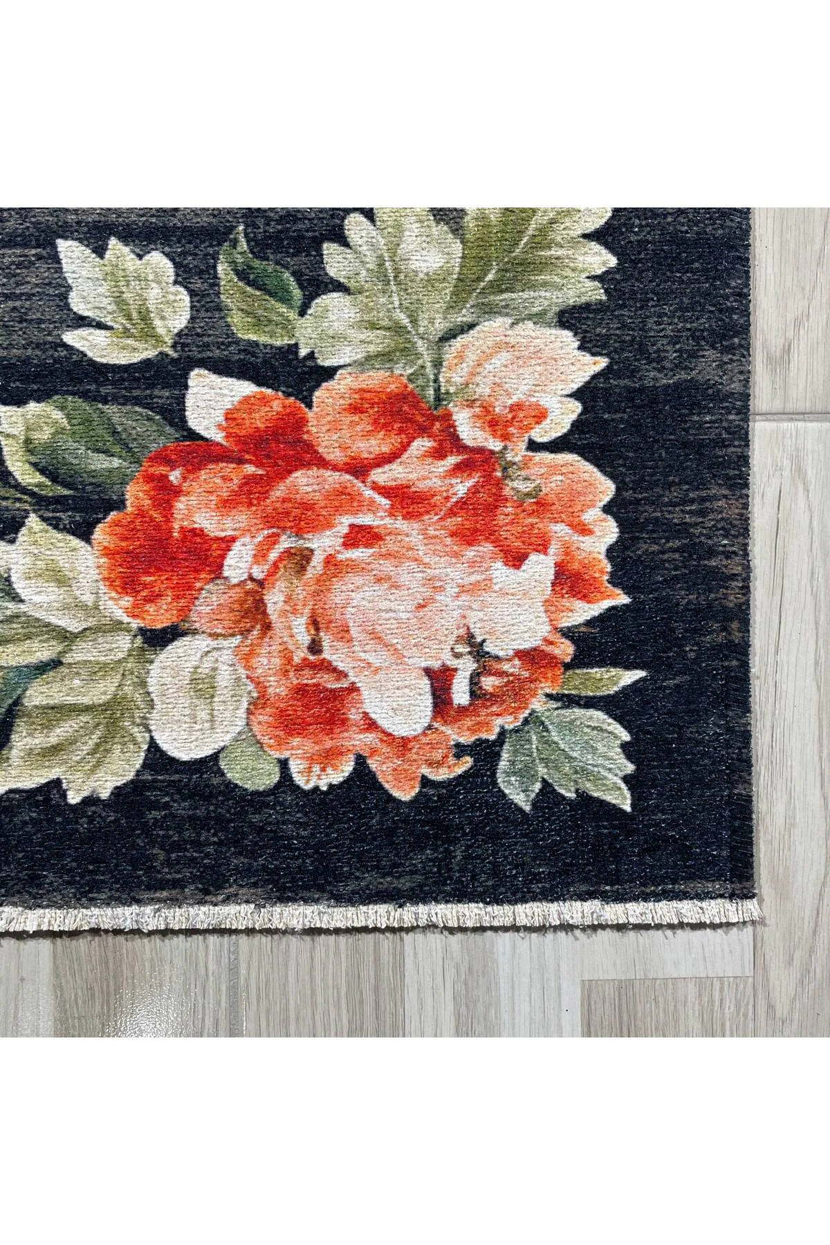Etnik Çiçekli Karabağ Desenli Şönil Halı Kilim Kaymaz Pamuk Taban