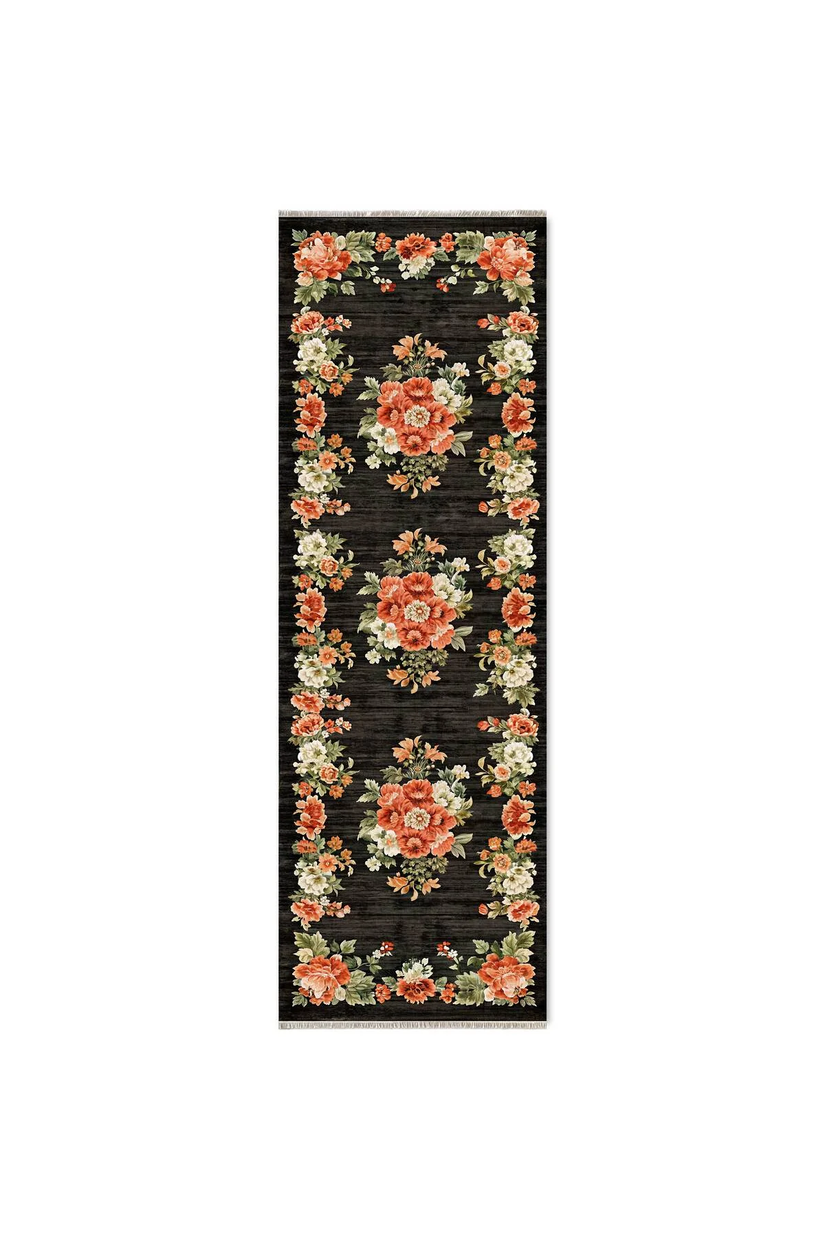 Etnik Çiçekli Karabağ Desenli Şönil Halı Kilim Kaymaz Pamuk Taban Kendinden Saçaklı Yıkanabilir Etnik Çiçekli Karabağ Desenli Şönil Halı Kilim Kaymaz Pamuk Taban Kendinden Saçaklı Yıkanabilir