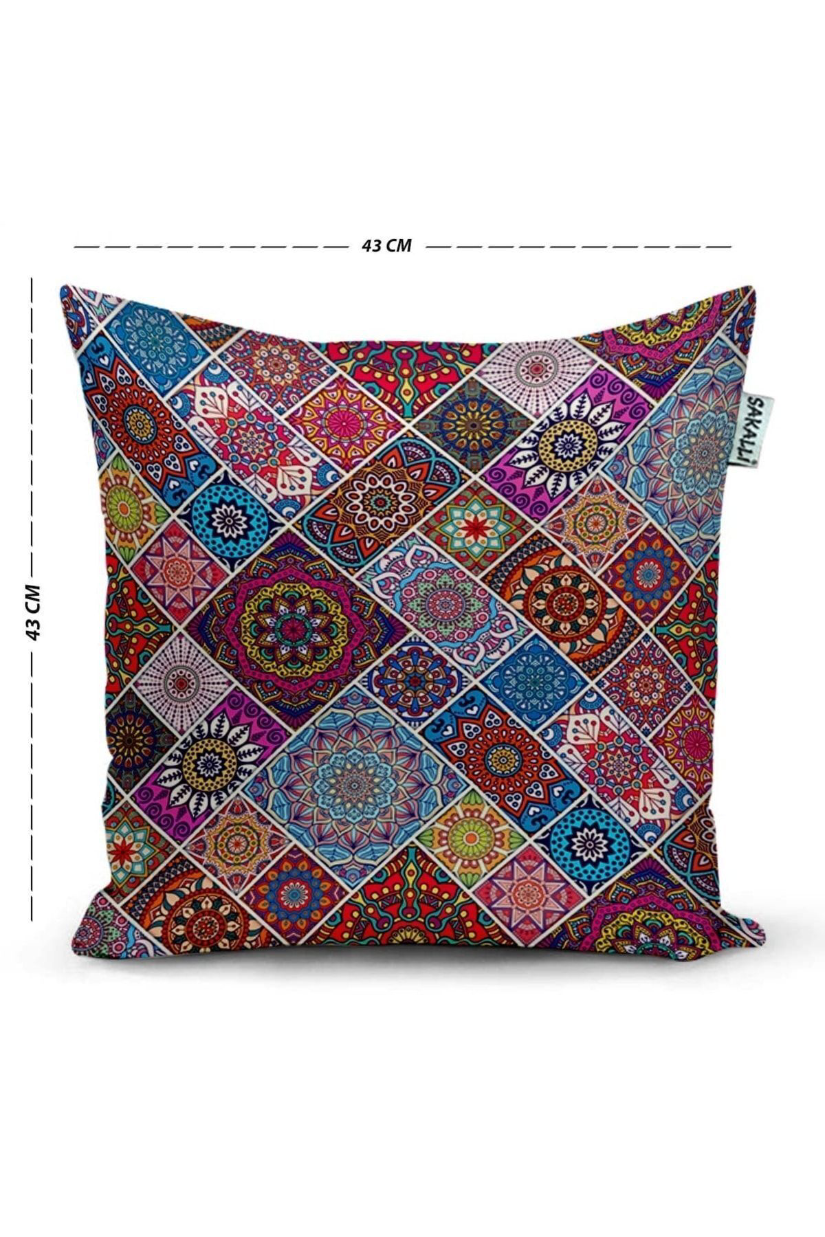 Sakallı Etnik Desen 3D Digital Baskılı Dekoratif Kırlent Kılıfı