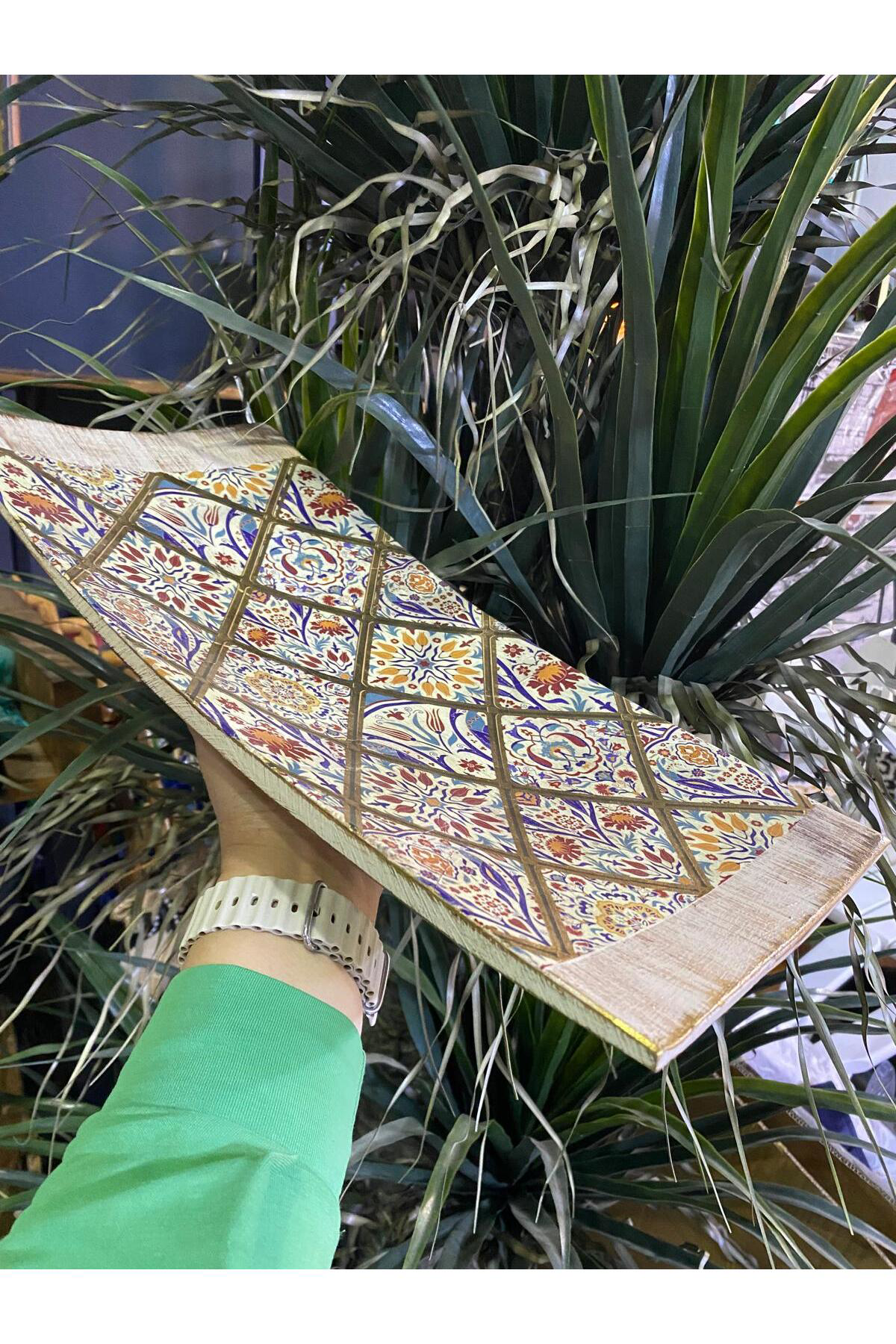 Elif Aksesuar Etnik Desen Dekoratif Dikdörtgen Tabak