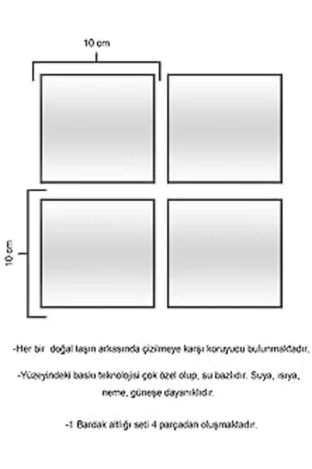 Etnik Desen Taş Altlığı Seti - 4 Parça - Dekoratif, Mutfak Aksesu
