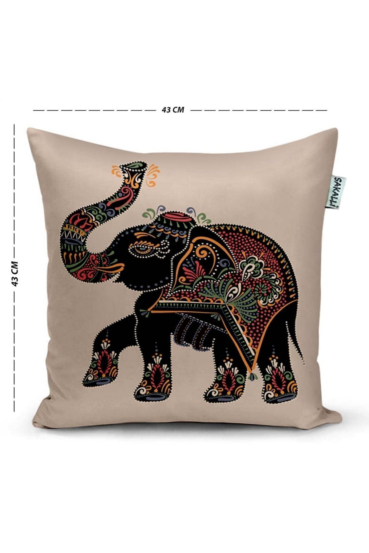 Etnik Fil Desen 3d Digital Baskılı Dekoratif Kırlent Kılıfı