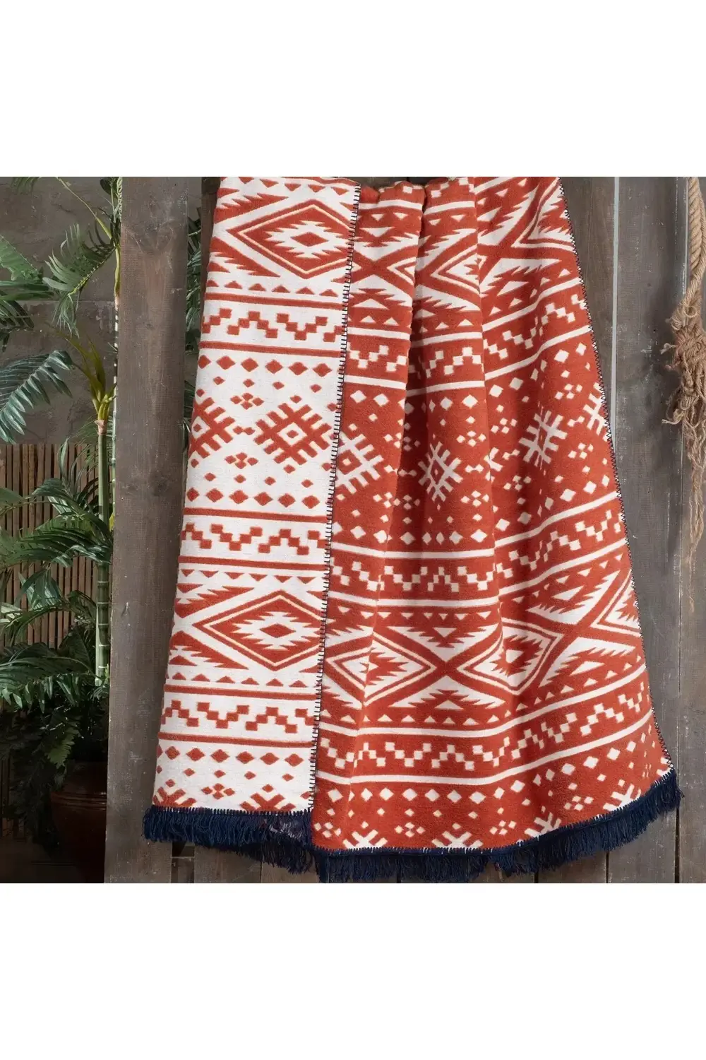 Etno Taba Çift Kişilik Pamuklu Battaniye 200*220 cm