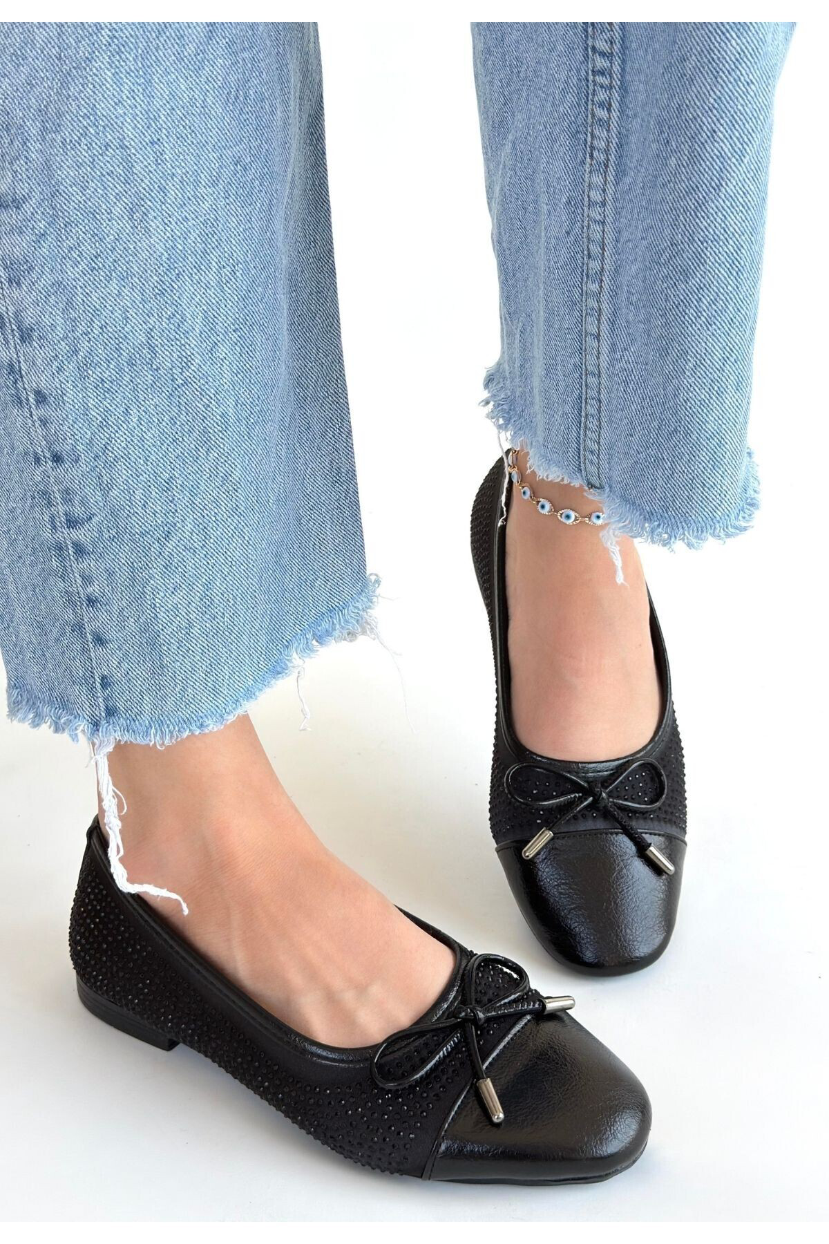 Etya Siyah Cilt Babet Ayakkabı - Lisinya