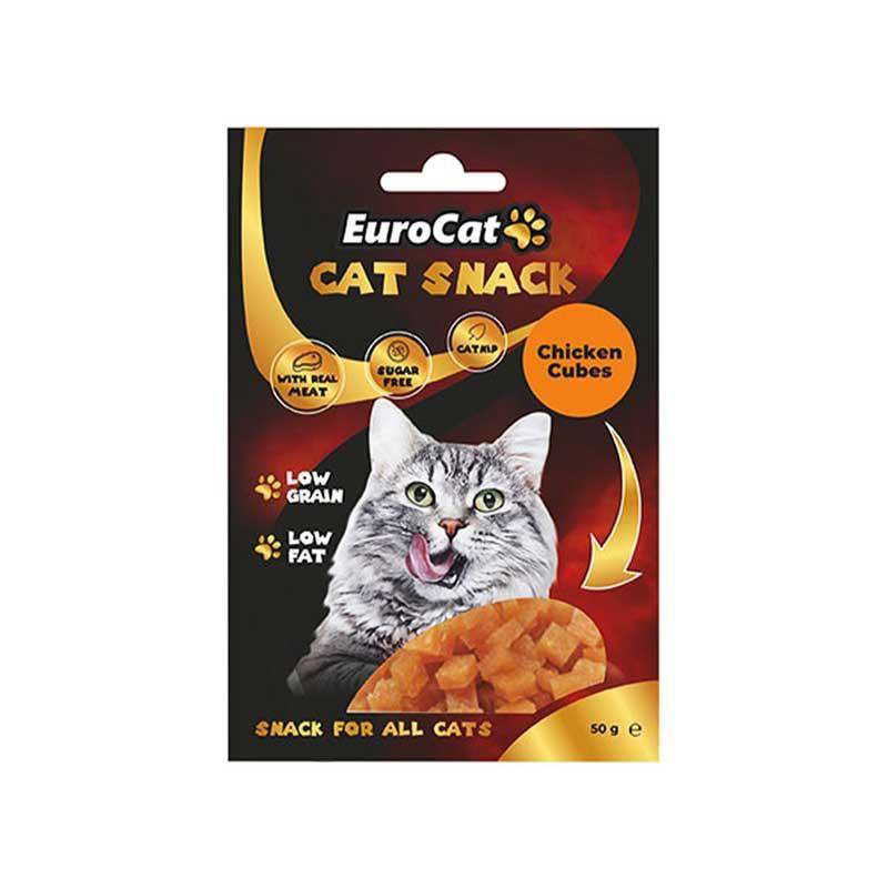 EuroCat Tahılsız Şekersiz Kurutulmuş Et Cat Chicken Cubes Flakes 