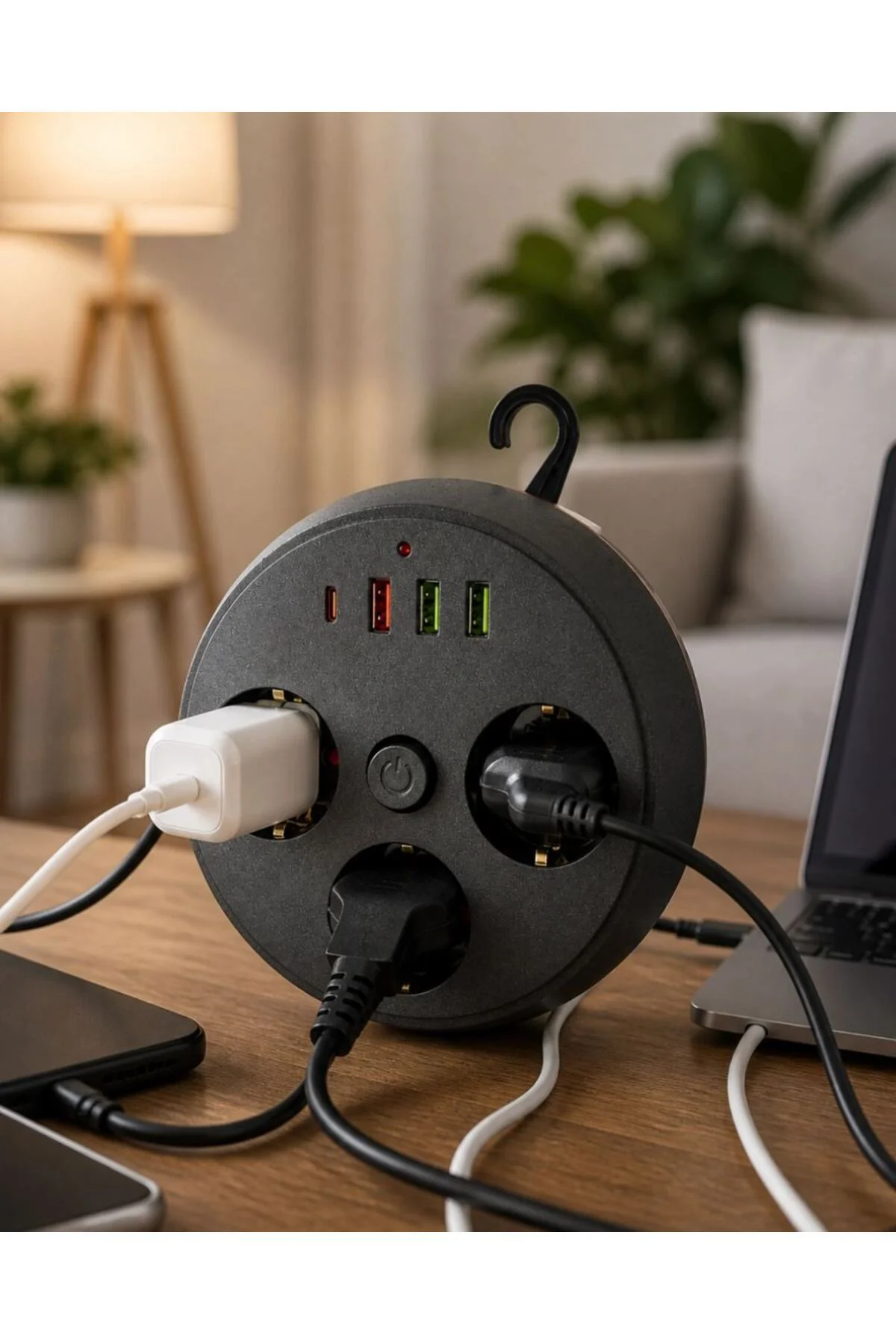 Ev Ofis İçin Çoklu Priz 3 Priz 3 Usb Type C Güvenli Enerji Yöneti