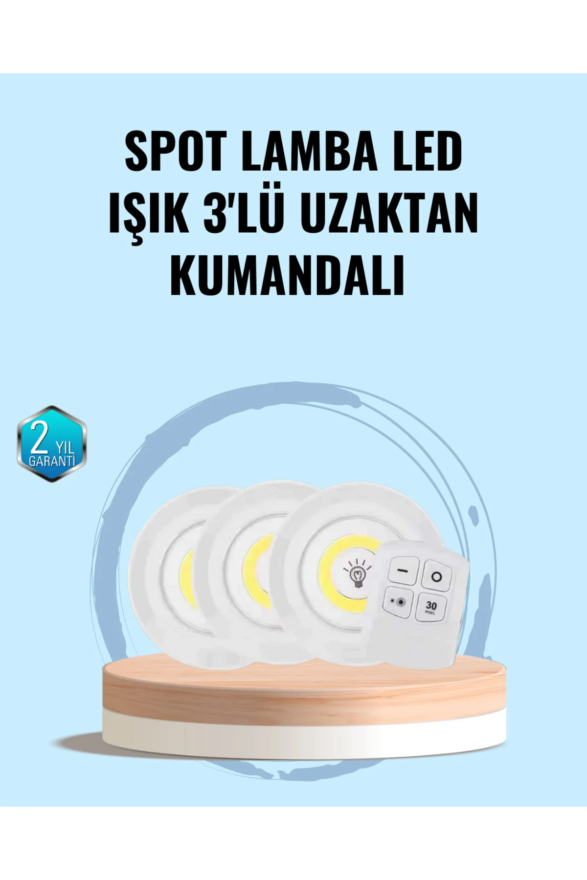 Ev Ofis Kamp İçin Uygun Uzaktan Kumandalı Yapışkanlı Kablosuz Led Spot Lambalar