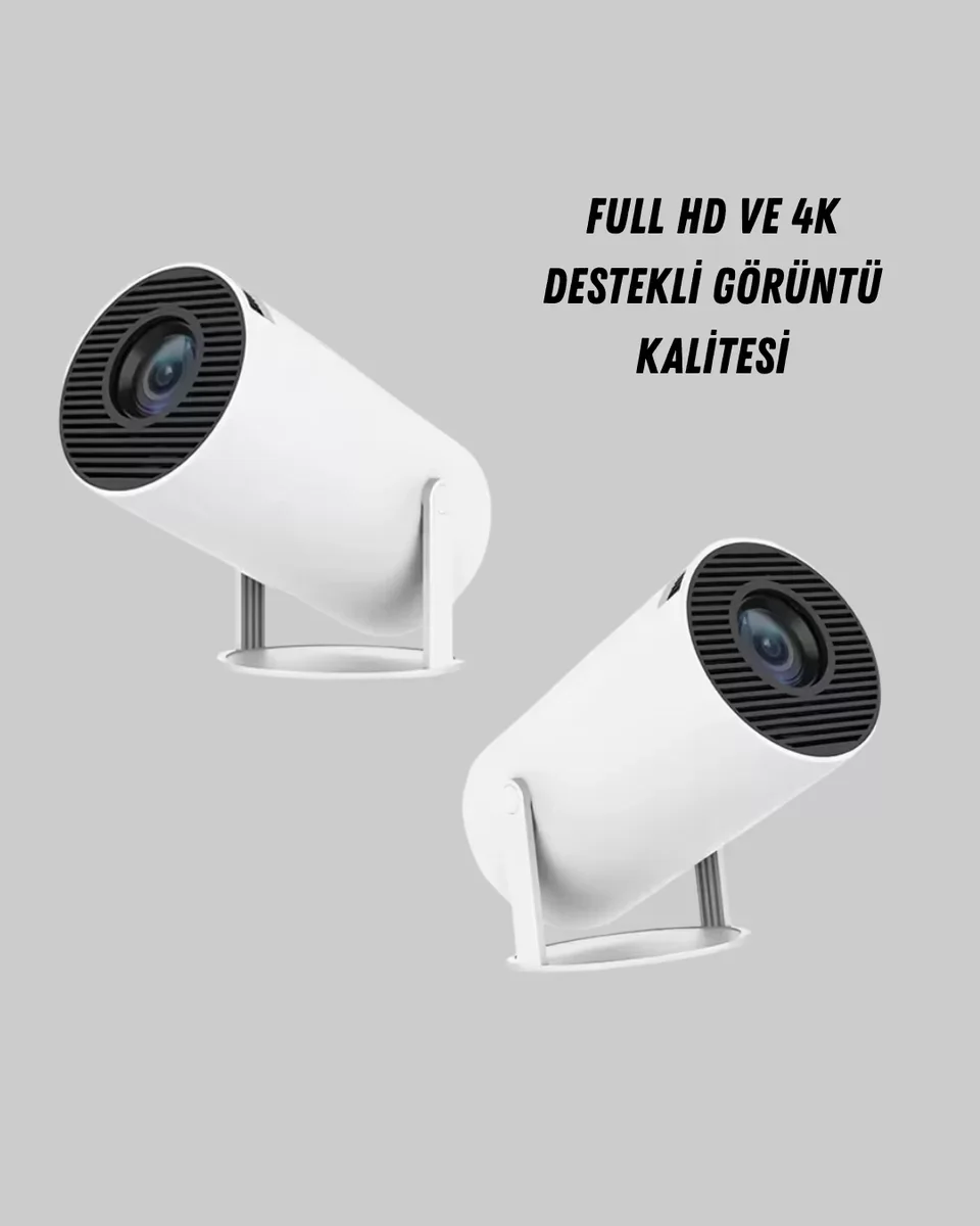 Ev Sineması Projeksiyon Cihazı - 160 ANSI Lümen, 4K Uyumlu, Kablosuz İzleme
