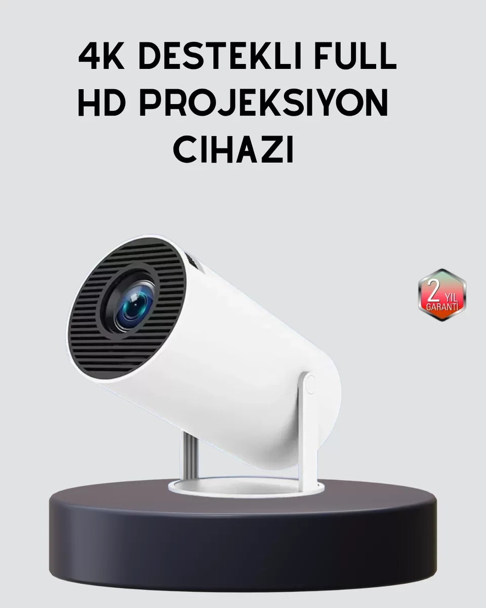 Ev Sineması Projeksiyon Cihazı - 160 ANSI Lümen, 4K Uyumlu, Kablosuz İzleme