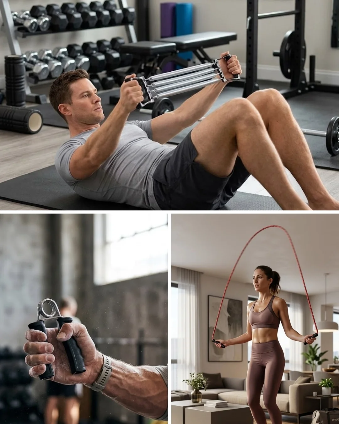 Ev Spor Seti Atlama İpi El Yayı Karın Egzersiz Aleti Fitness Seti