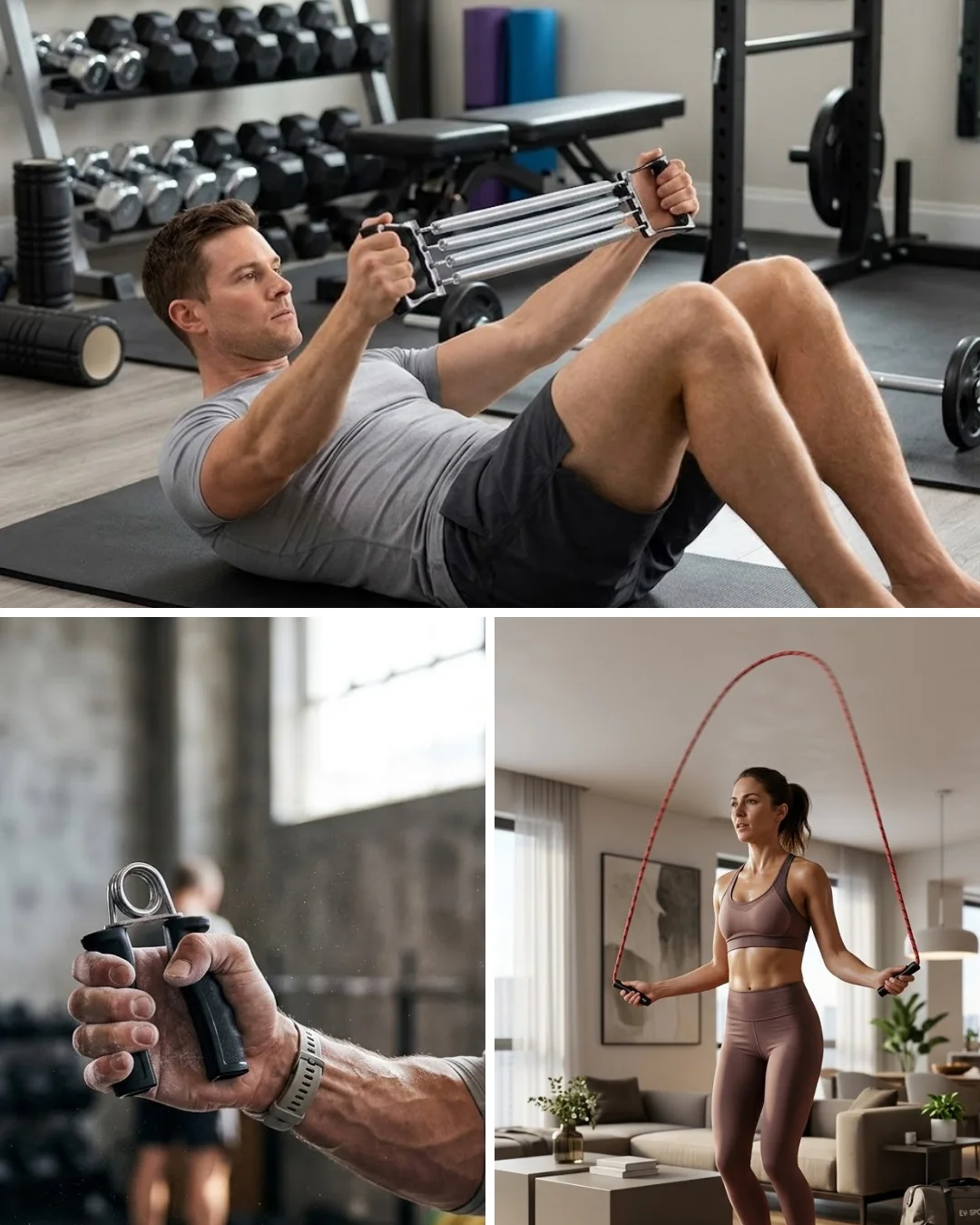 Ev Spor Seti Atlama İpi El Yayı Karın Egzersiz Aleti Fitness Seti Ev Spor Seti Atlama İpi El Yayı Karın Egzersiz Aleti Fitness Seti